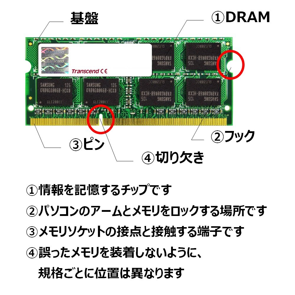 Amazon | Transcend ノートPC用メモリ PC3-8500 DDR3 1066 4GB 1.5V