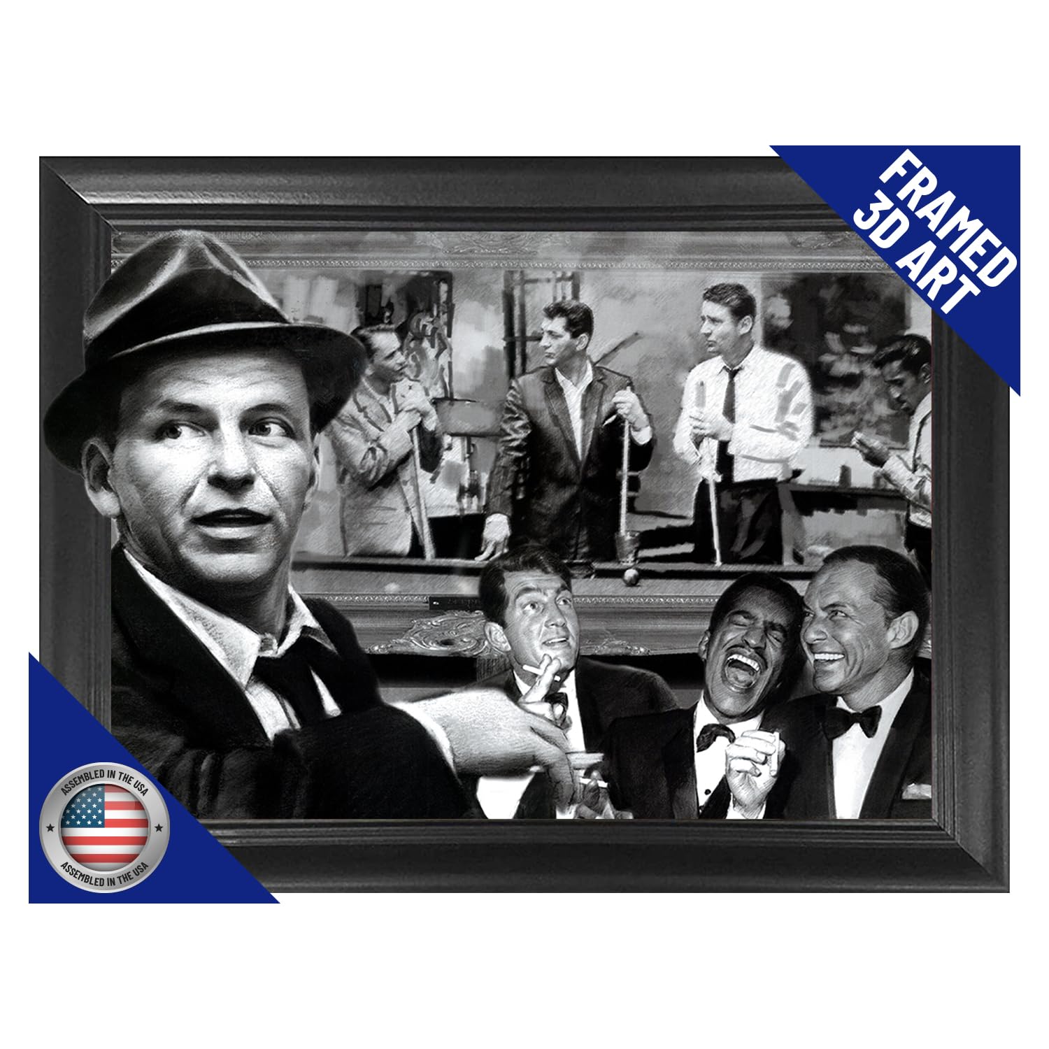 Amazon.com: The Rat Pack Shooting Pool 3D Poster Wall Art Decor