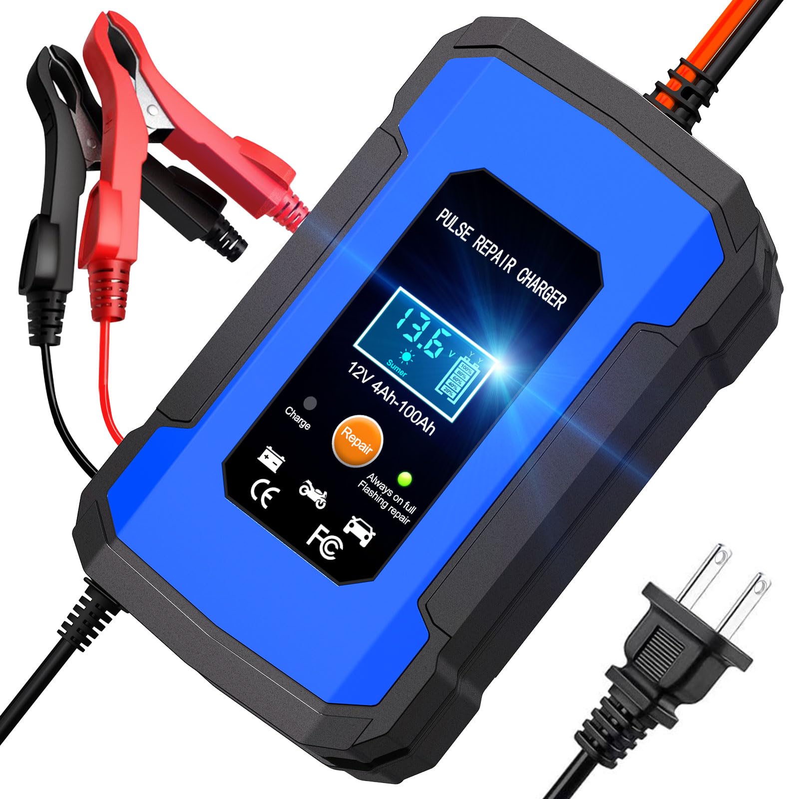 Amazon.co.jp: 12Vバッテリー充電器 6Aバッテリーチャージャー パルス