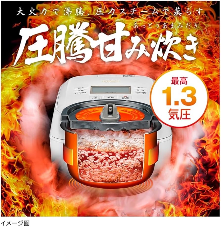 Amazon | 日立 炊飯器 5.5合 圧力&スチームIH 蒸気カット RZ-V100GM K