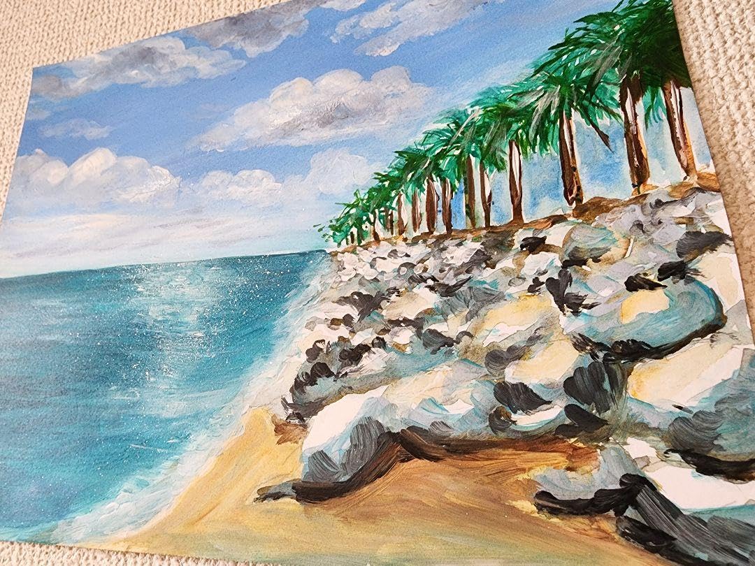 Amazon.co.jp: 風景画 海の絵 アクリル画 アート 自然 絵画 夏 空の絵