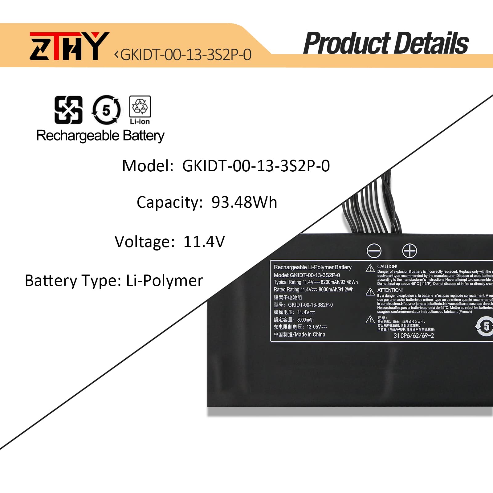 Amazon.com: ZTHY GKIDT-03-17-3S2P-0 Laptop Battery Replacement for