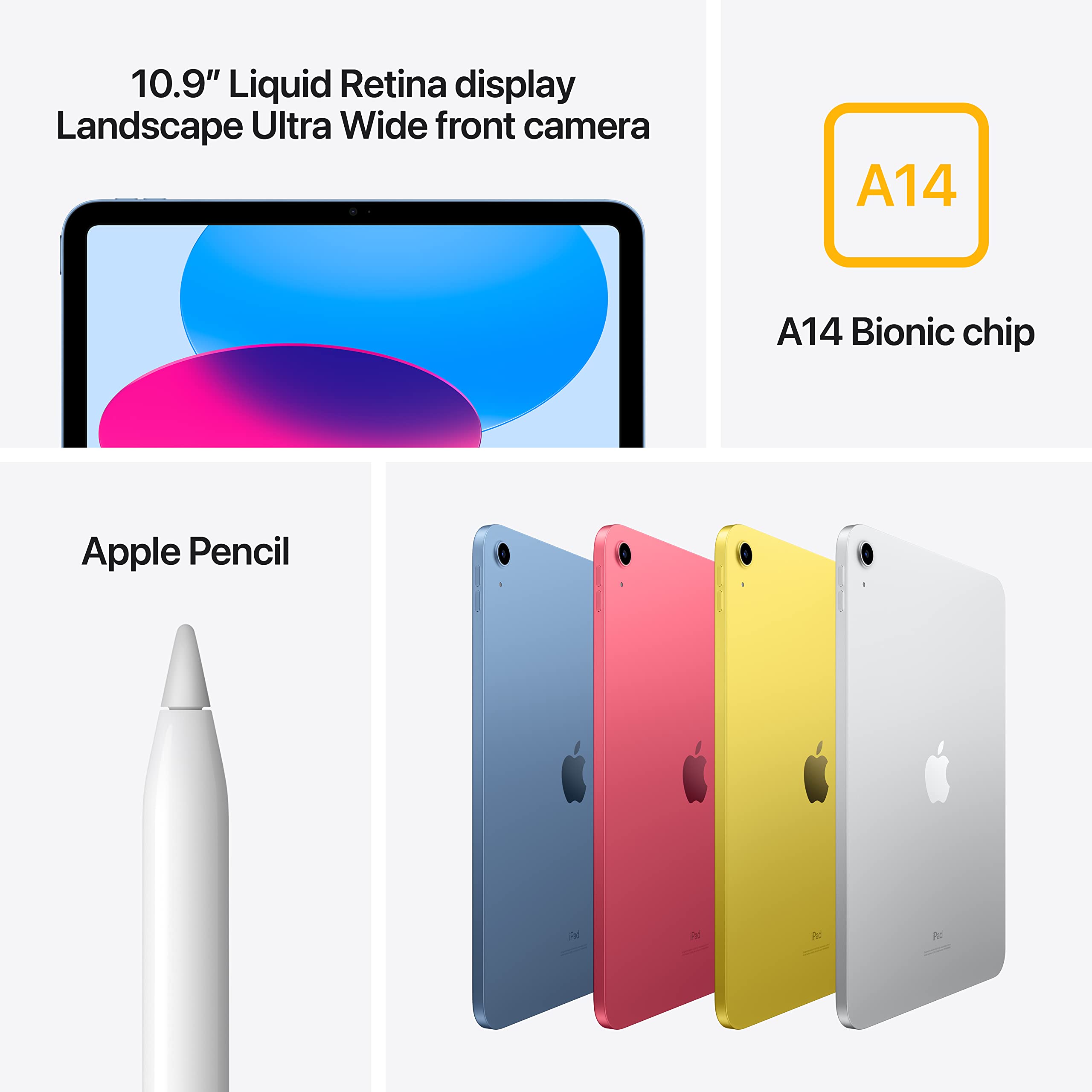 Amazon.com : Apple 2022 iPad 10.9-inch, Wi-Fi, 64GB - Blue