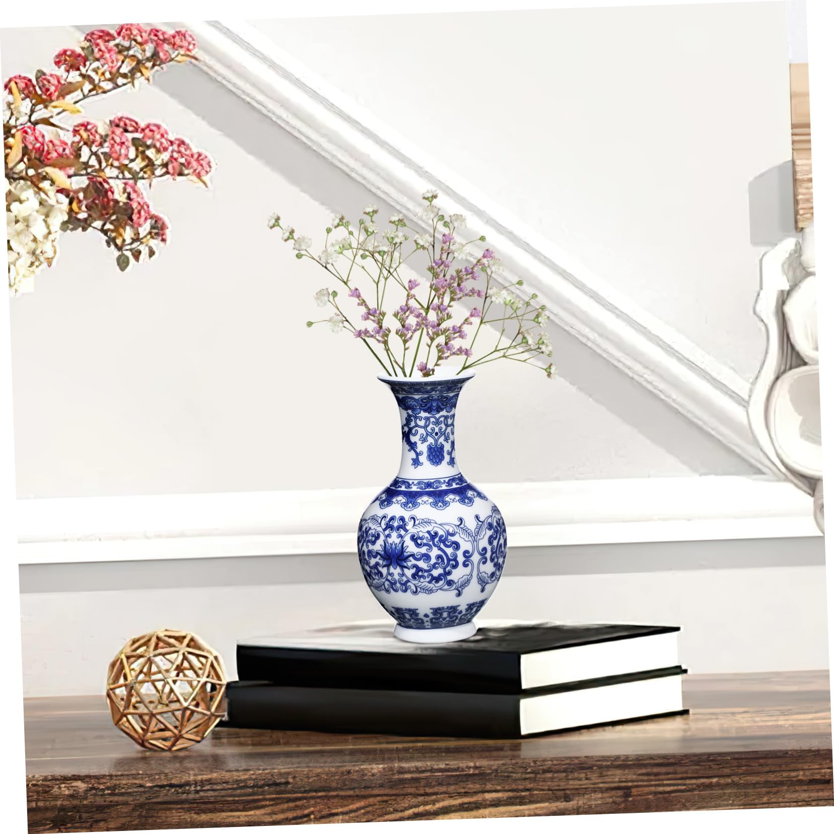 Amazon.co.jp: USHOBE 陶器 花瓶 青 白 磁器 花瓶 中華風 スタイル 花