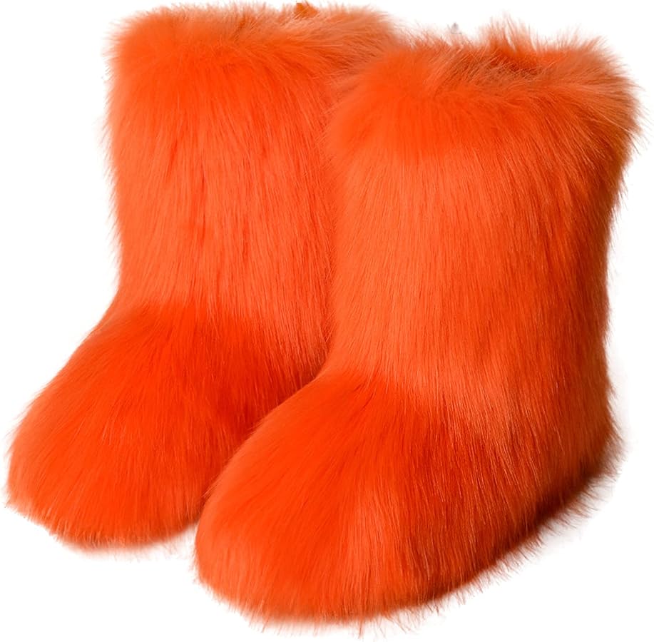 Amazon.com | LVCOMEFF Women Faux Fur Boot with Fur Lining Plus