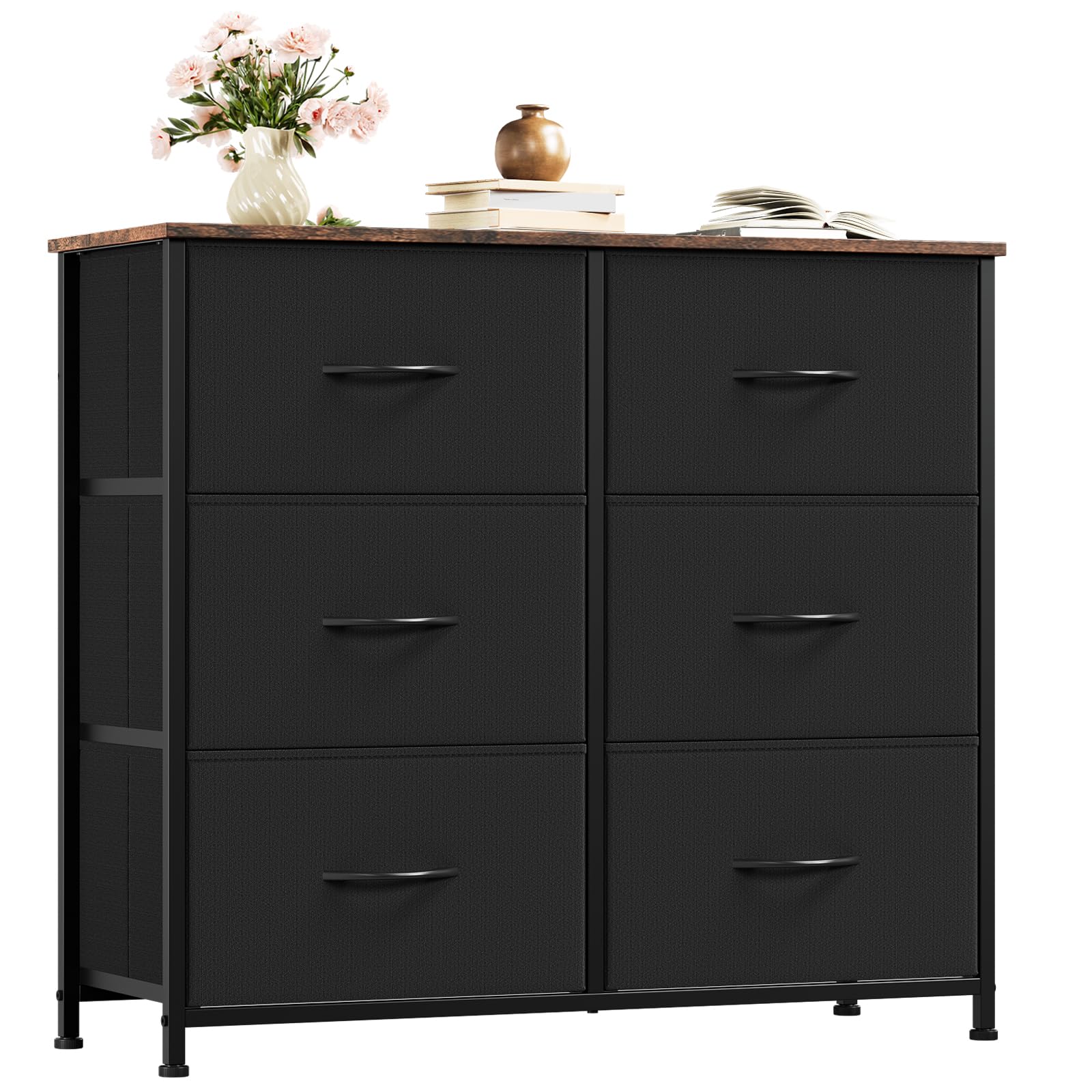 Somdot Dresser for Bedroom with 6 Drawers, 3-Tier Wide Storage