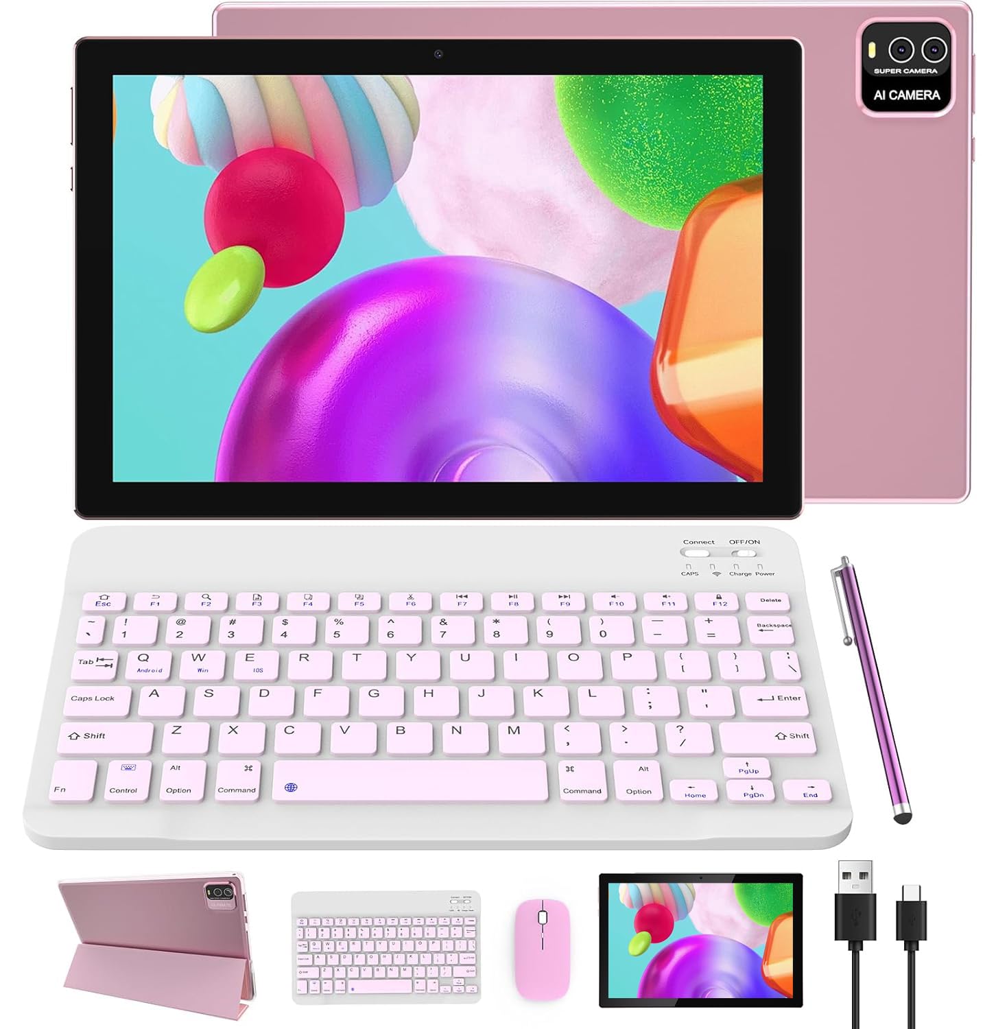 Amazon.com : Android Tablet 2 in 1 Tablets 10 Inch Tablet with