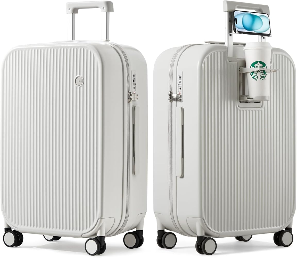 Amazon.com | mixi Checked Luggage with Cup Phone Holder Hard Shell