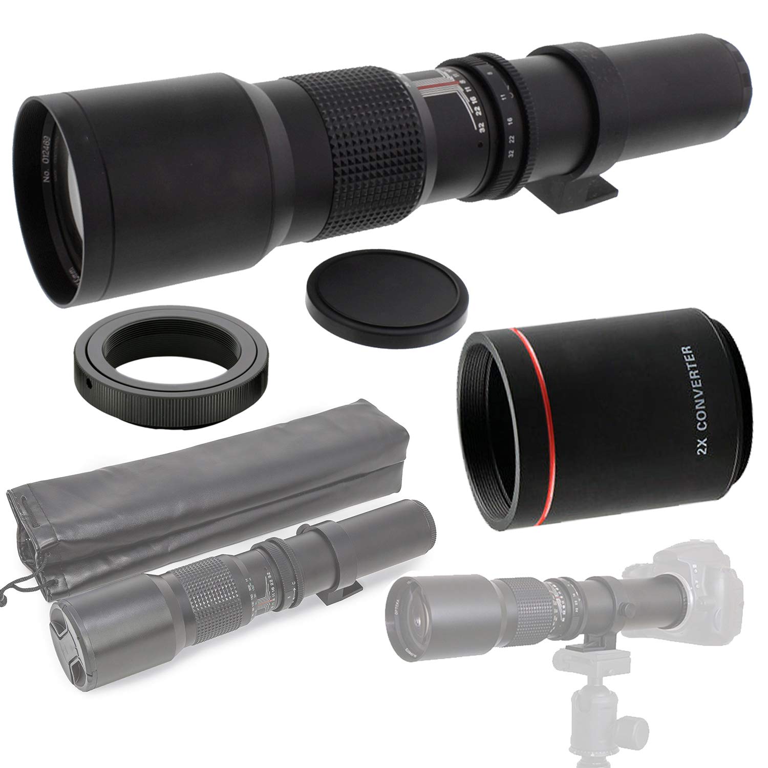 Amazon.co.jp: 500mm (2X- 1000mm) f/8-32 HD プリセット望遠レンズ