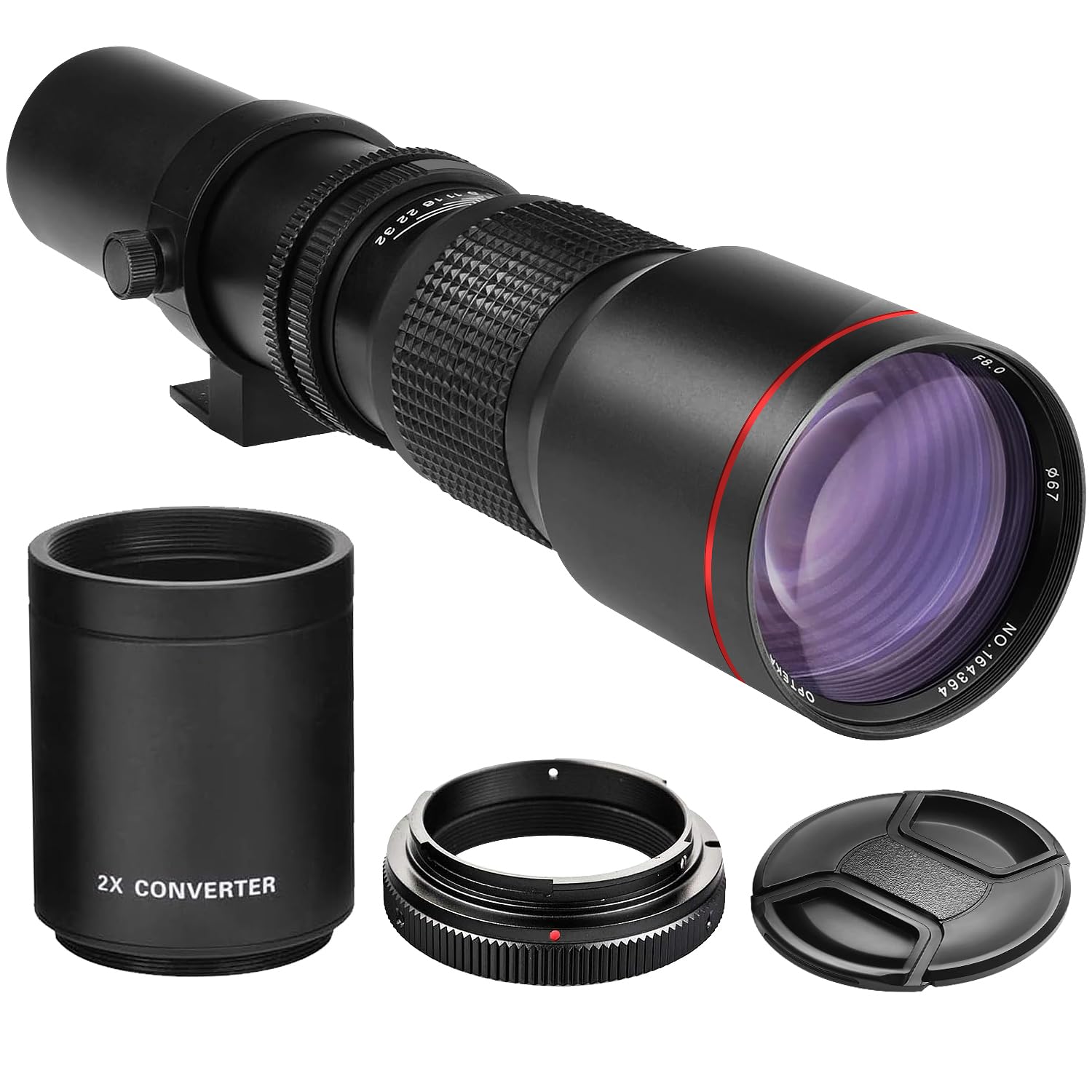 Amazon | ハイパワー500mm/1000mm F/8手動望遠レンズ、ブラック。Canon