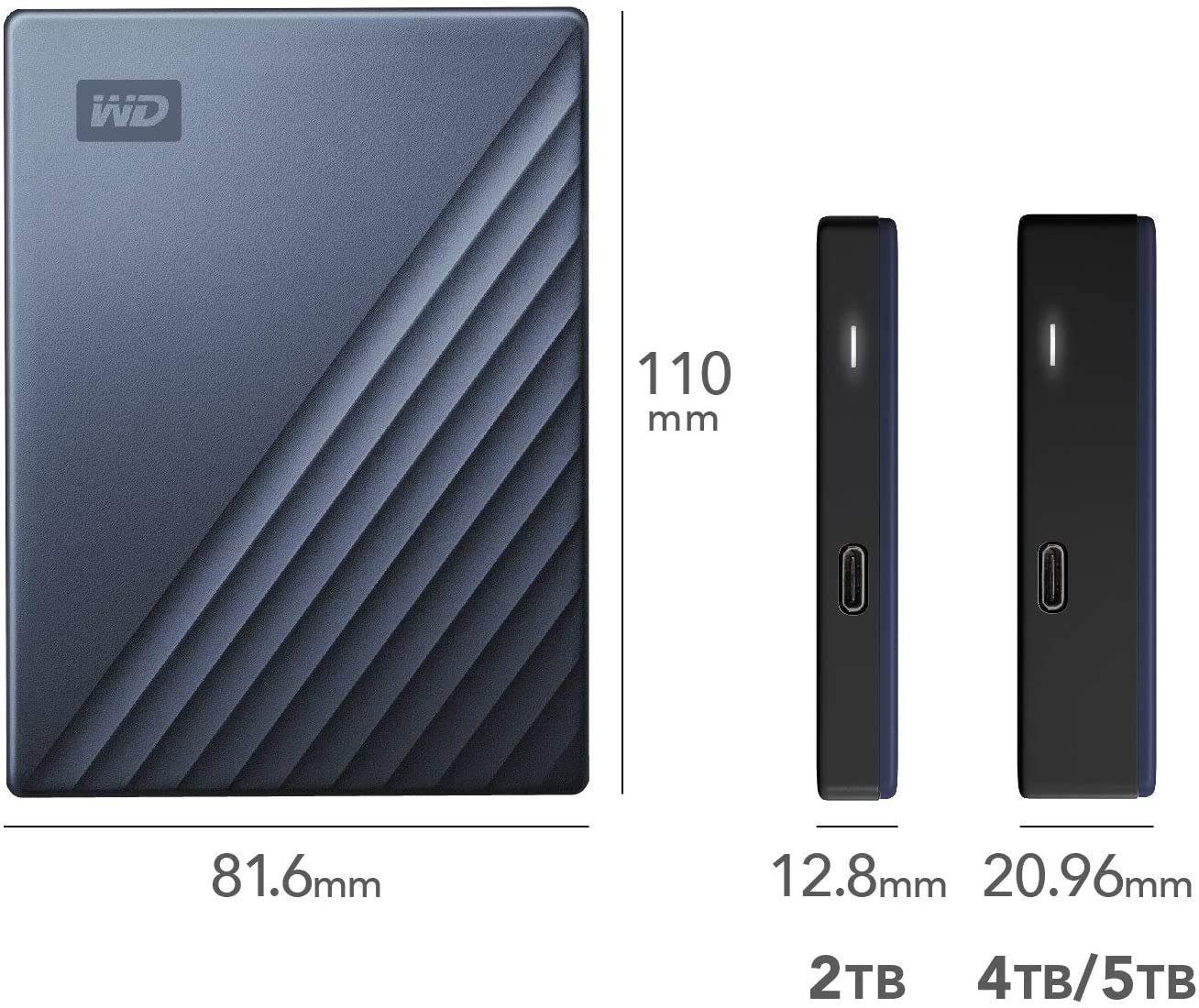 Amazon | 【セット買い】WD ポータブルHDD 5TB USB Type-C ブルー My