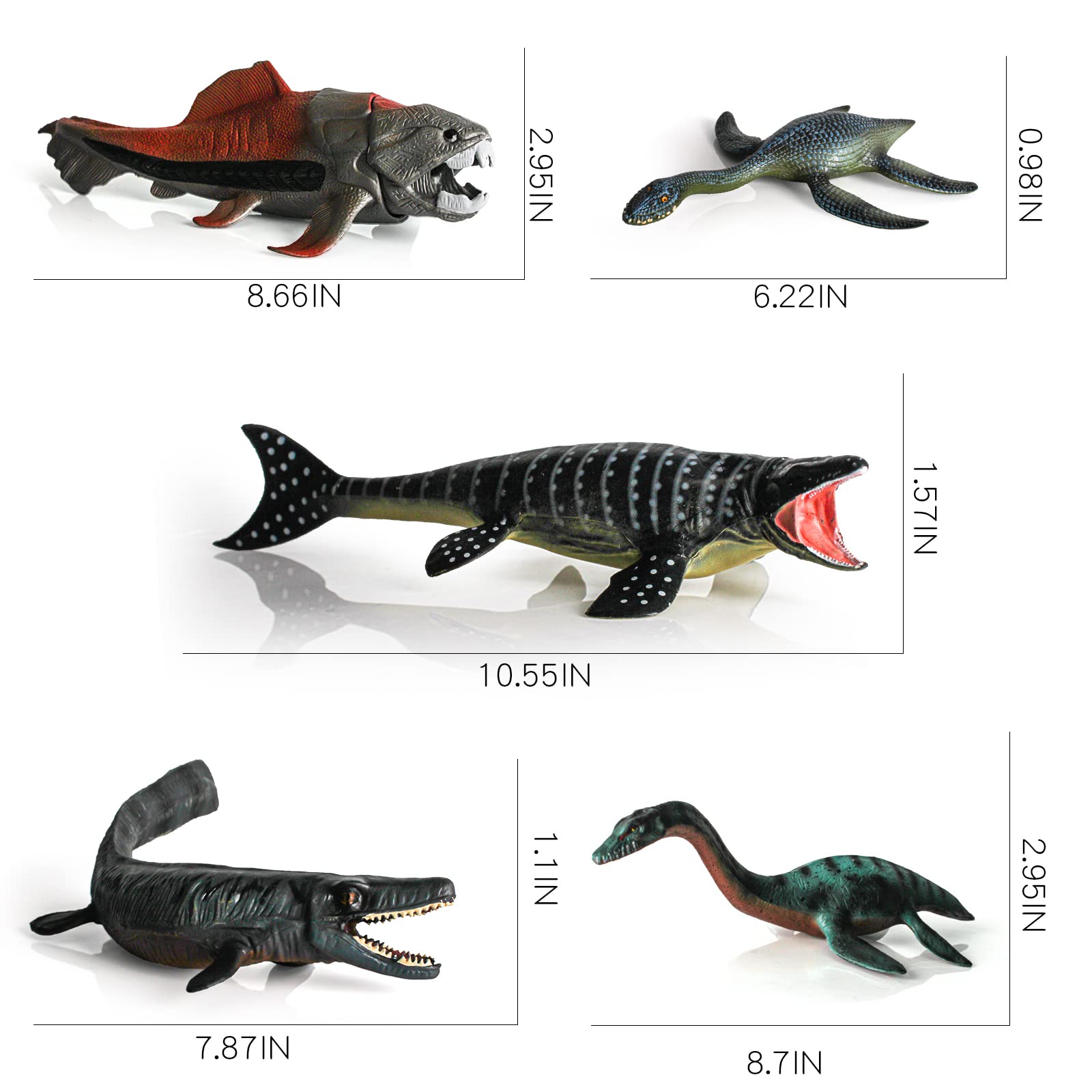 Amazon.co.jp: 5ピース フィギュア モササウルスのレプリカ プレシオ