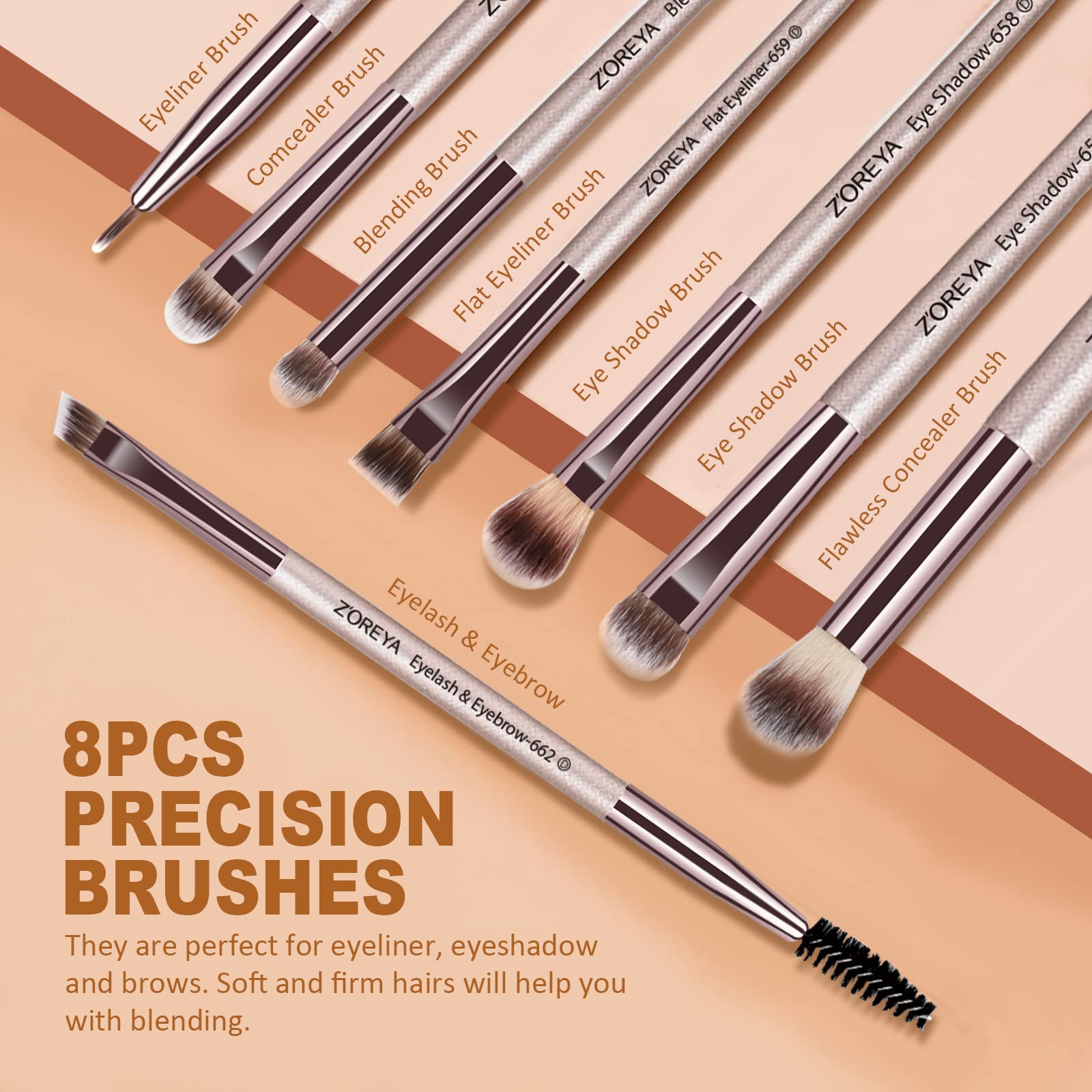 ZOREYA Makeup Brushes, 15 Pcs Professional Premium Synthetic Brush