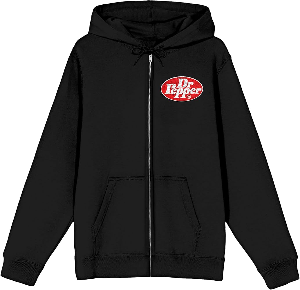 Bioworld Dr. Pepper Kanji Logo Men's Black Zip-Up Hoodie-S at