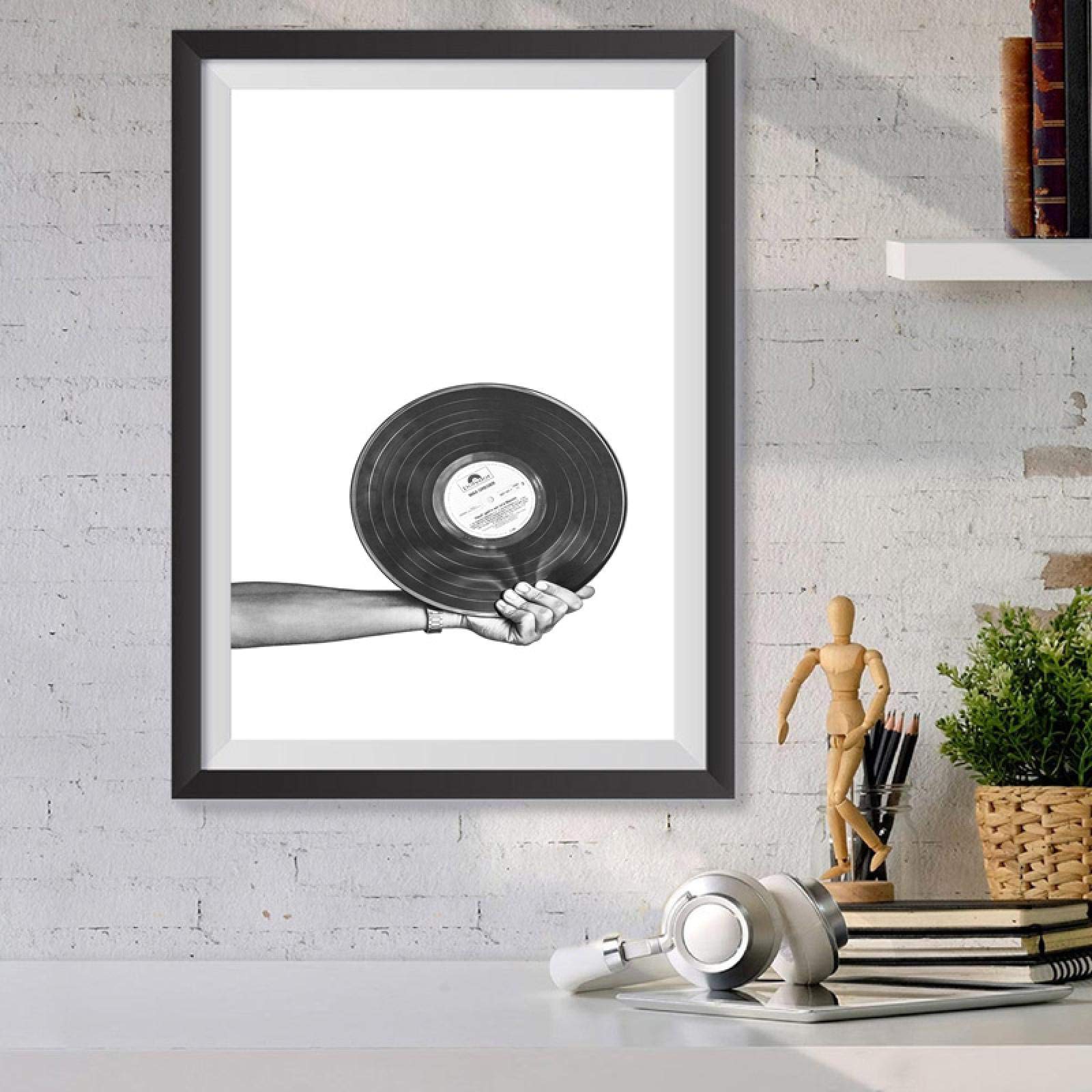 Amazon｜白黒ビニールレコードプリント現代音楽壁アートキャンバス絵画