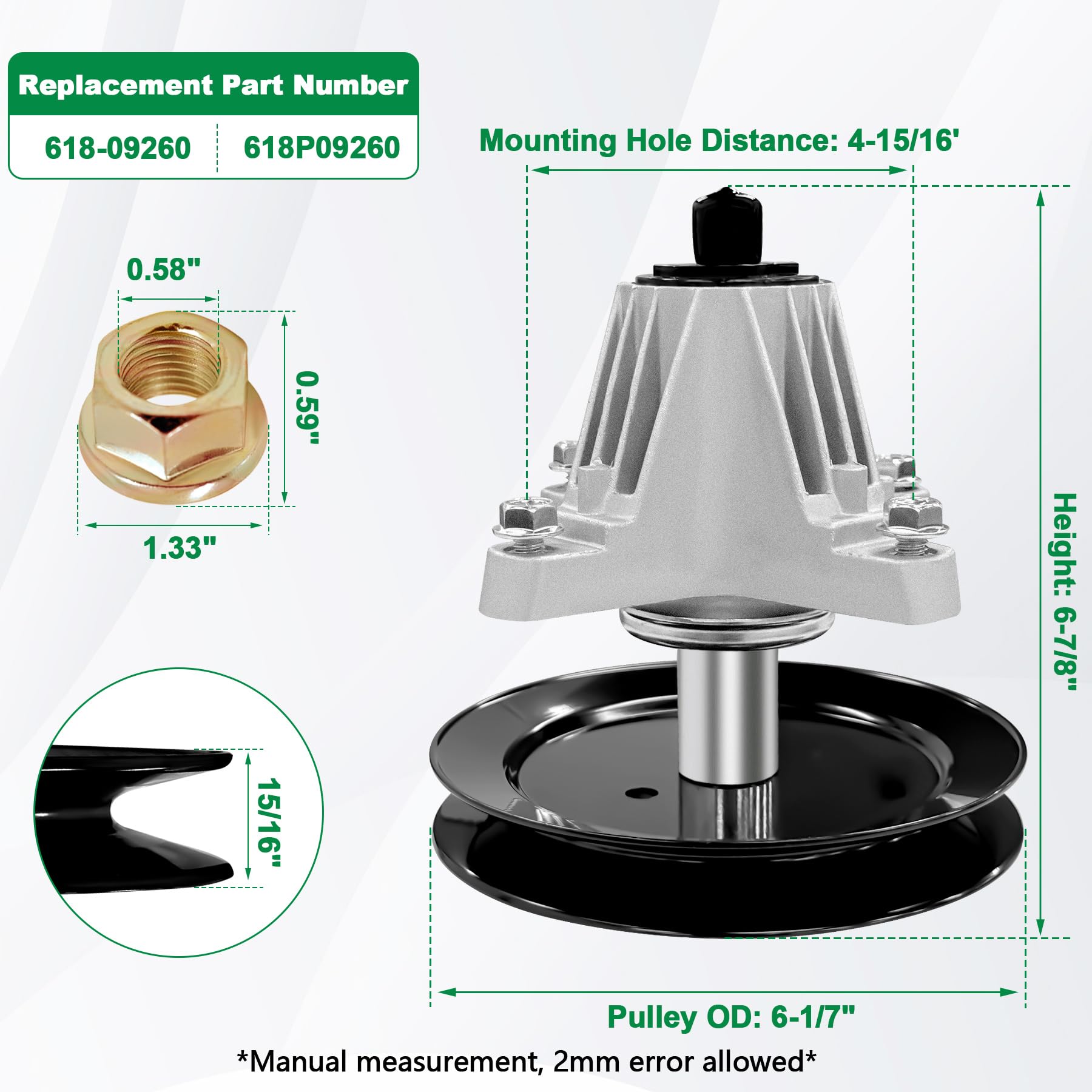 Amazon.com : BigHead 618-09260 Mower Deck Spindle Assembly with