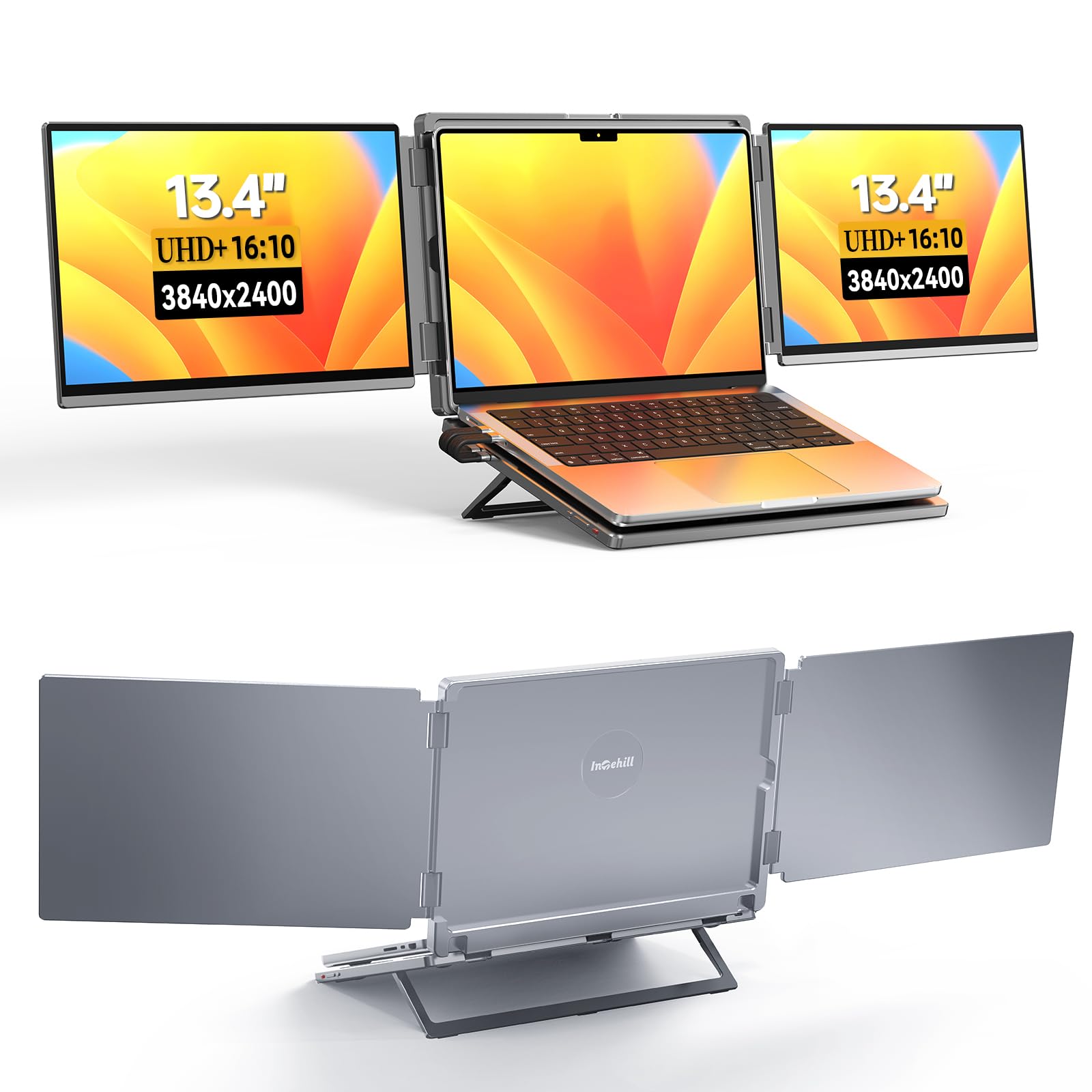Amazon.co.jp: Intehill モバイルモニター 2画面 4K トリプルモニター