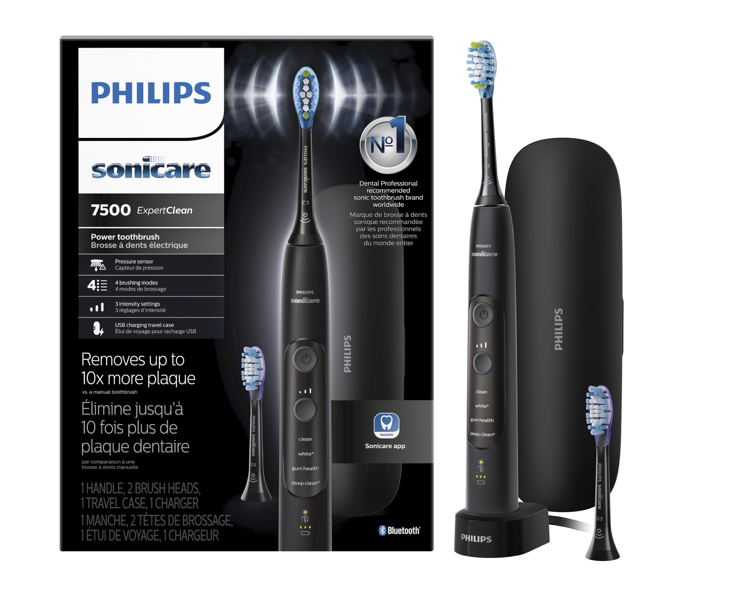 Amazon.com: Philips Sonicare ExpertClean 7500 Black, Rechargeable