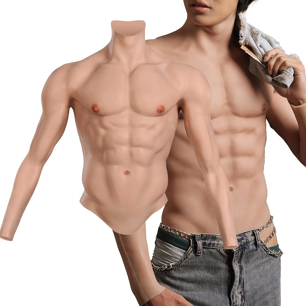 Amazon.co.jp: [EQAIWUJIE] 偽胸筋 筋肉スーツ 腕のあるシリコーン胸筋