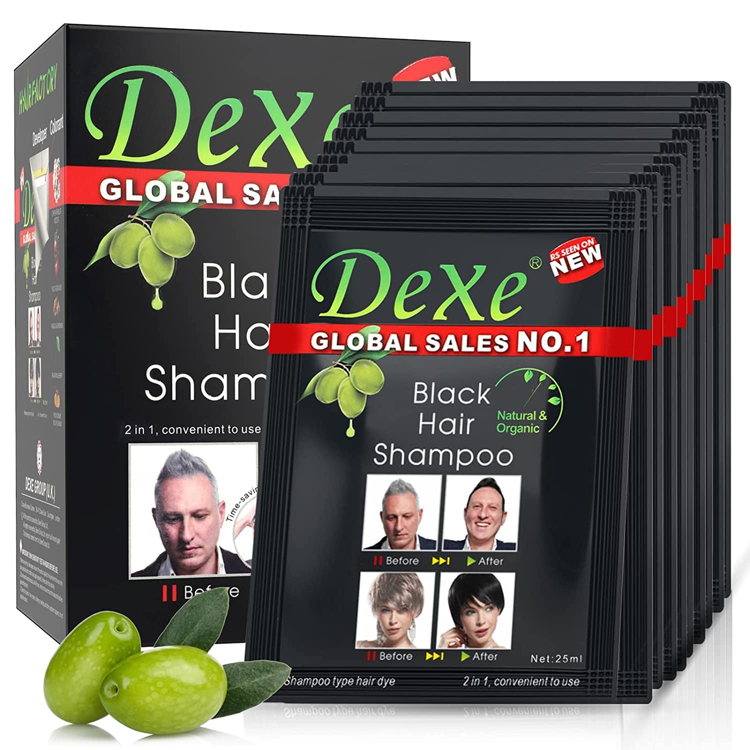 Amazon.com : Instant Hair Dye - Black Hair Shampoo - (3) Black