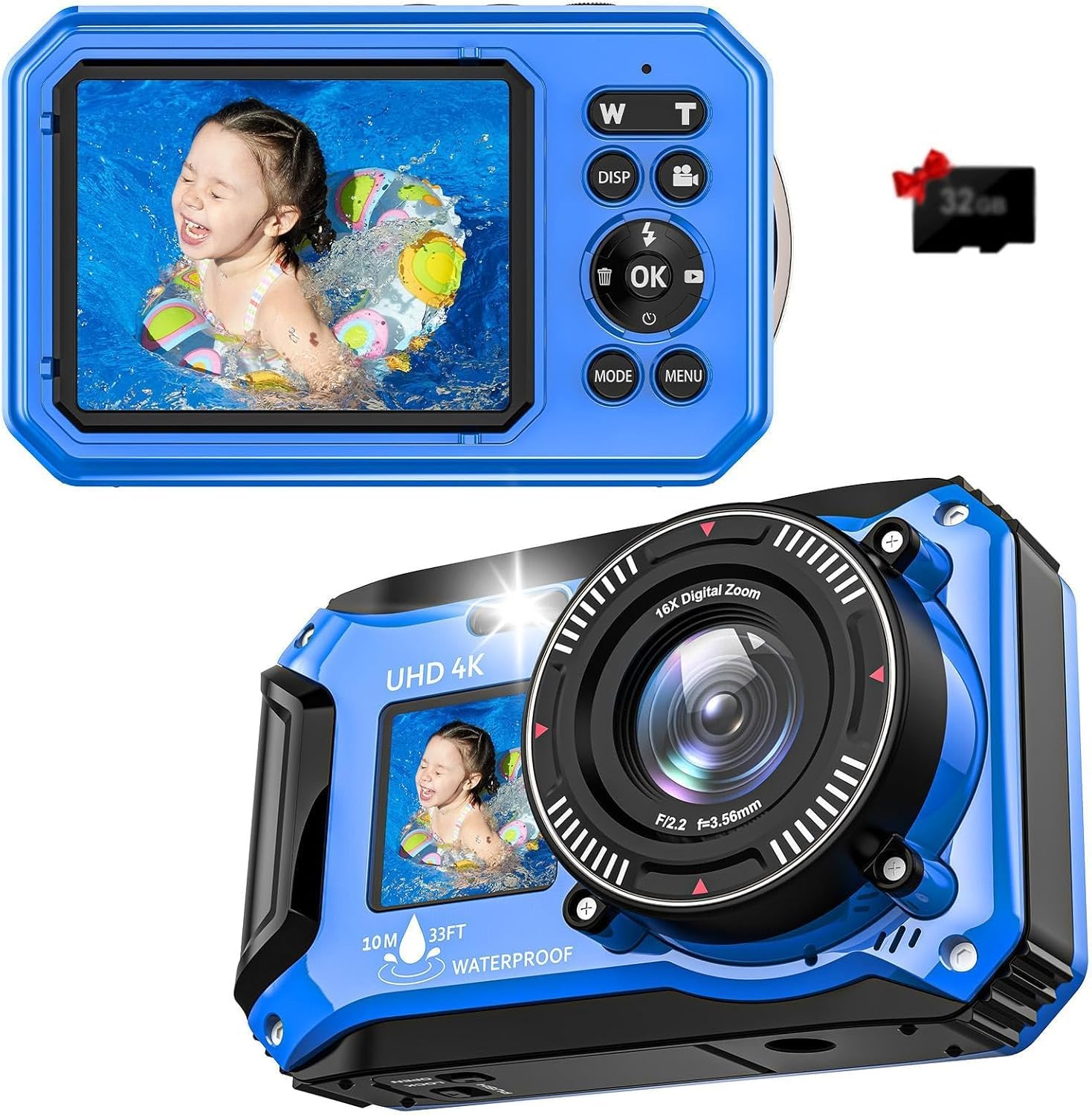 Amazon | デジタルカメラ - 4K 56MP 33FT UHD 水中カメラ