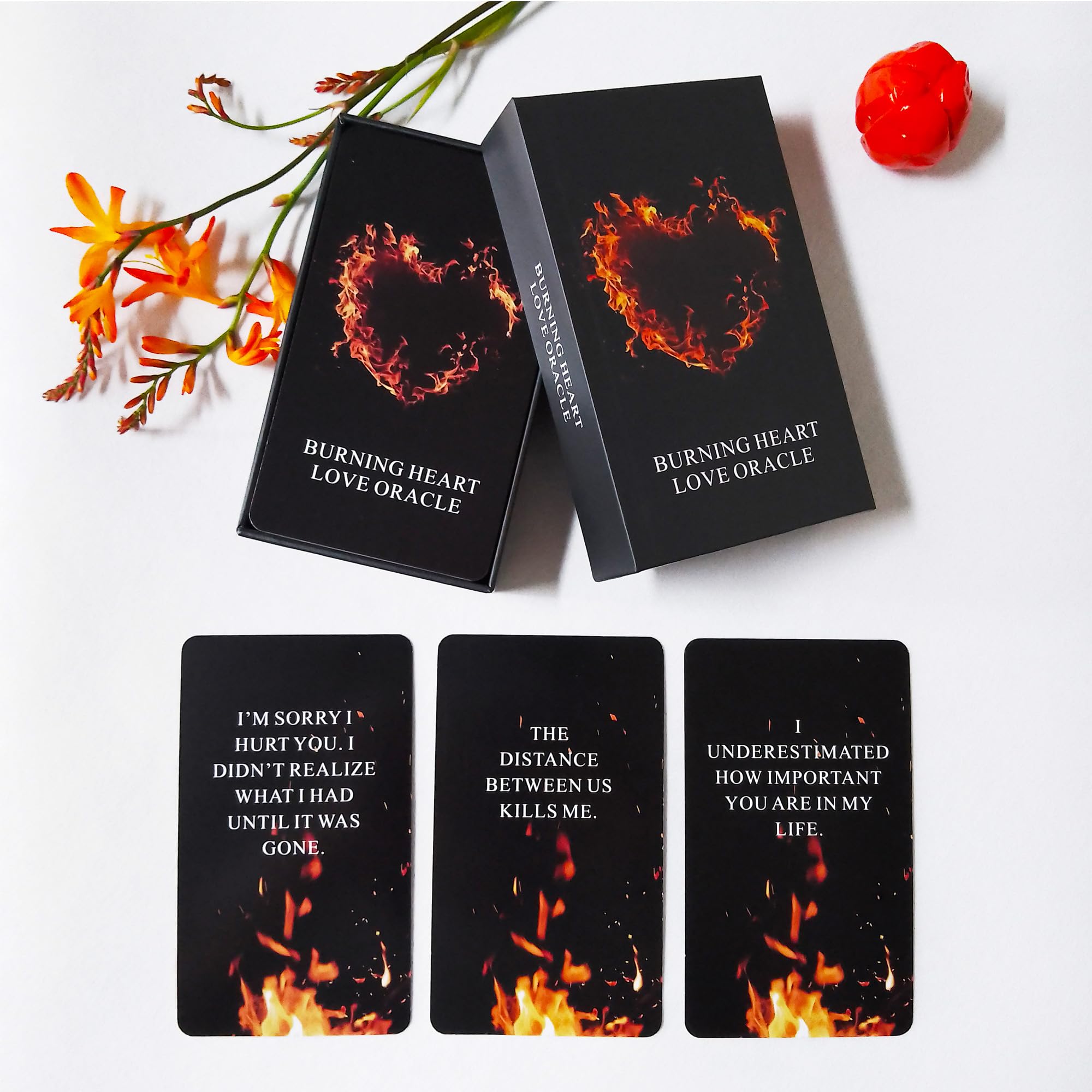 QUEENOFPAIN Burning Heart Love Oracle Cards Deck, Twin Flame