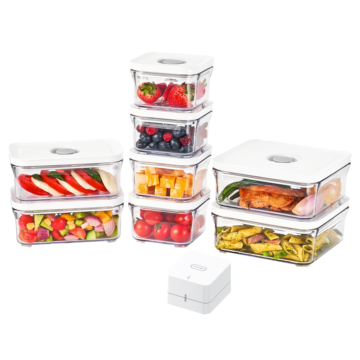 Amazon｜VAKUEN プレミアム真空保存容器&全自動食品シーラー機 ミニ9個
