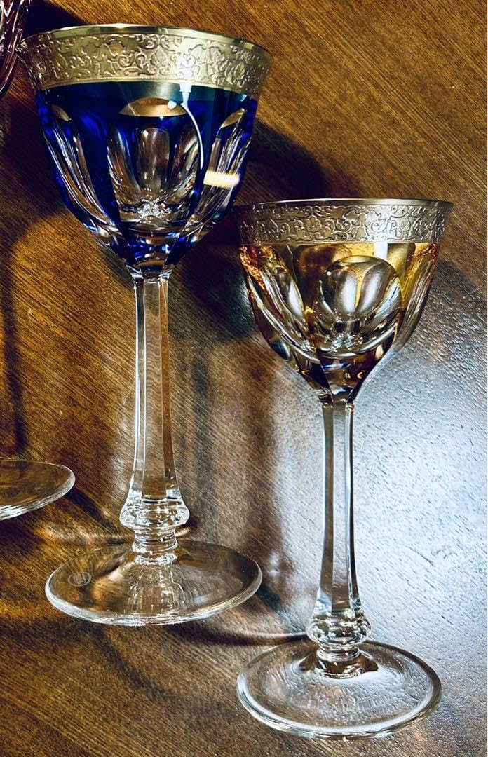 希少色】MOSER モーゼル パウラ グラス ペア 花模様 金彩 希少色
