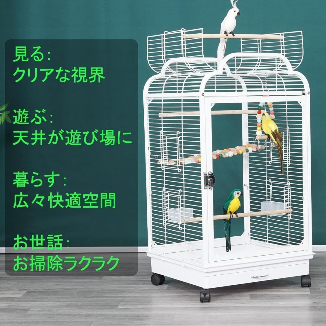 鳥かご 透明アクリル製ドア＆多機能拡張口 ダブルロック式設計 簡単
