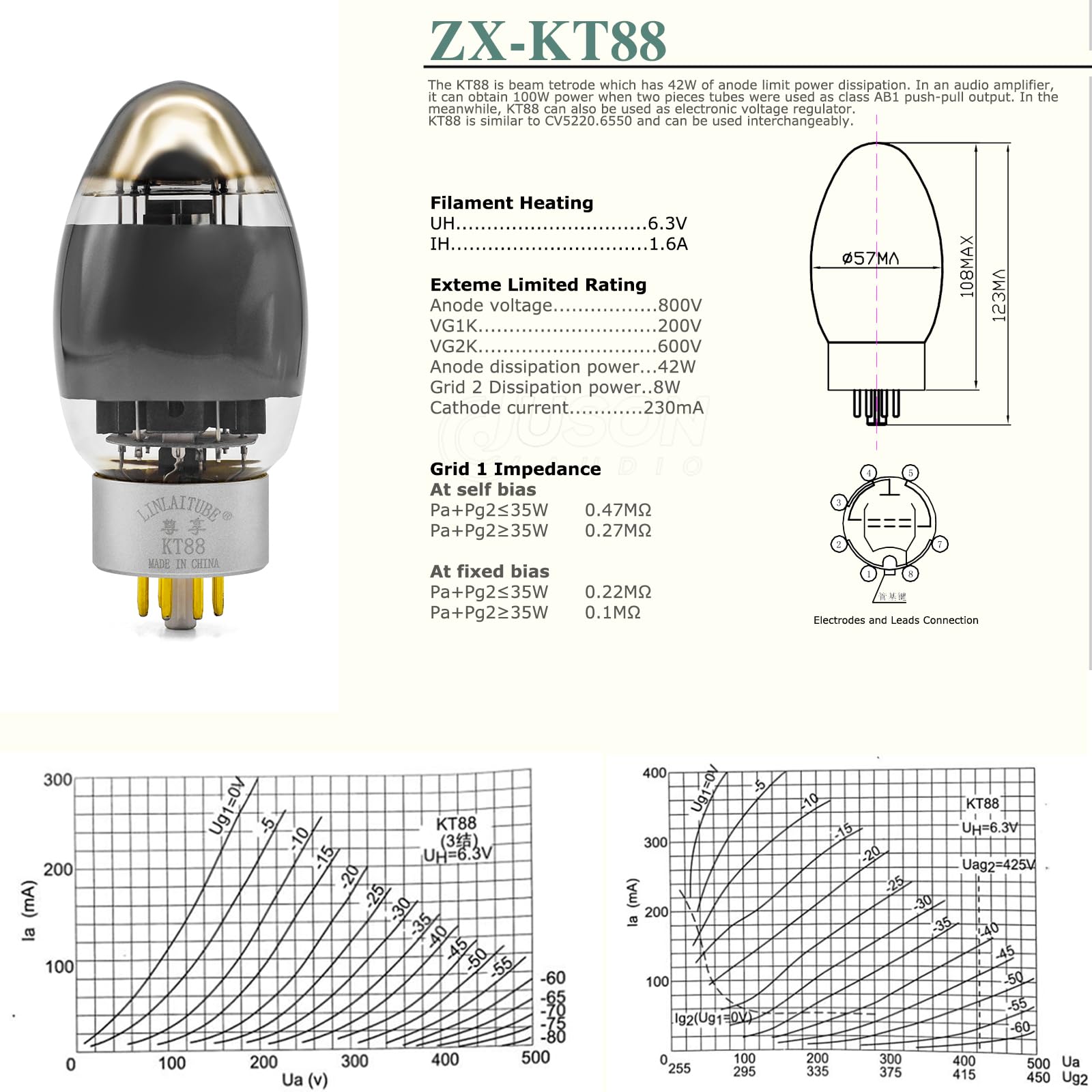 Amazon.co.jp: LINLAI Tube 1ペア KT88 フリーマッチング真空