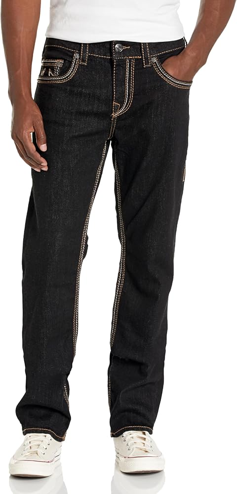 True Religion Mens Ricky Straight Big Qt Stitch Flap JeanJeans