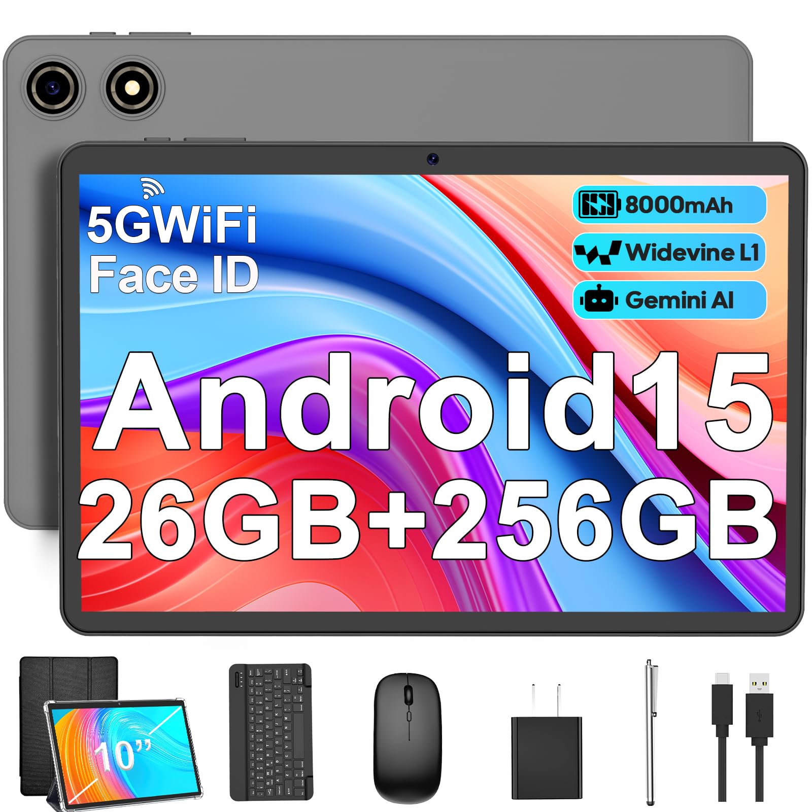Amazon.com : Android 15 Tablet with Keyboard - 26GB RAM + 256GB
