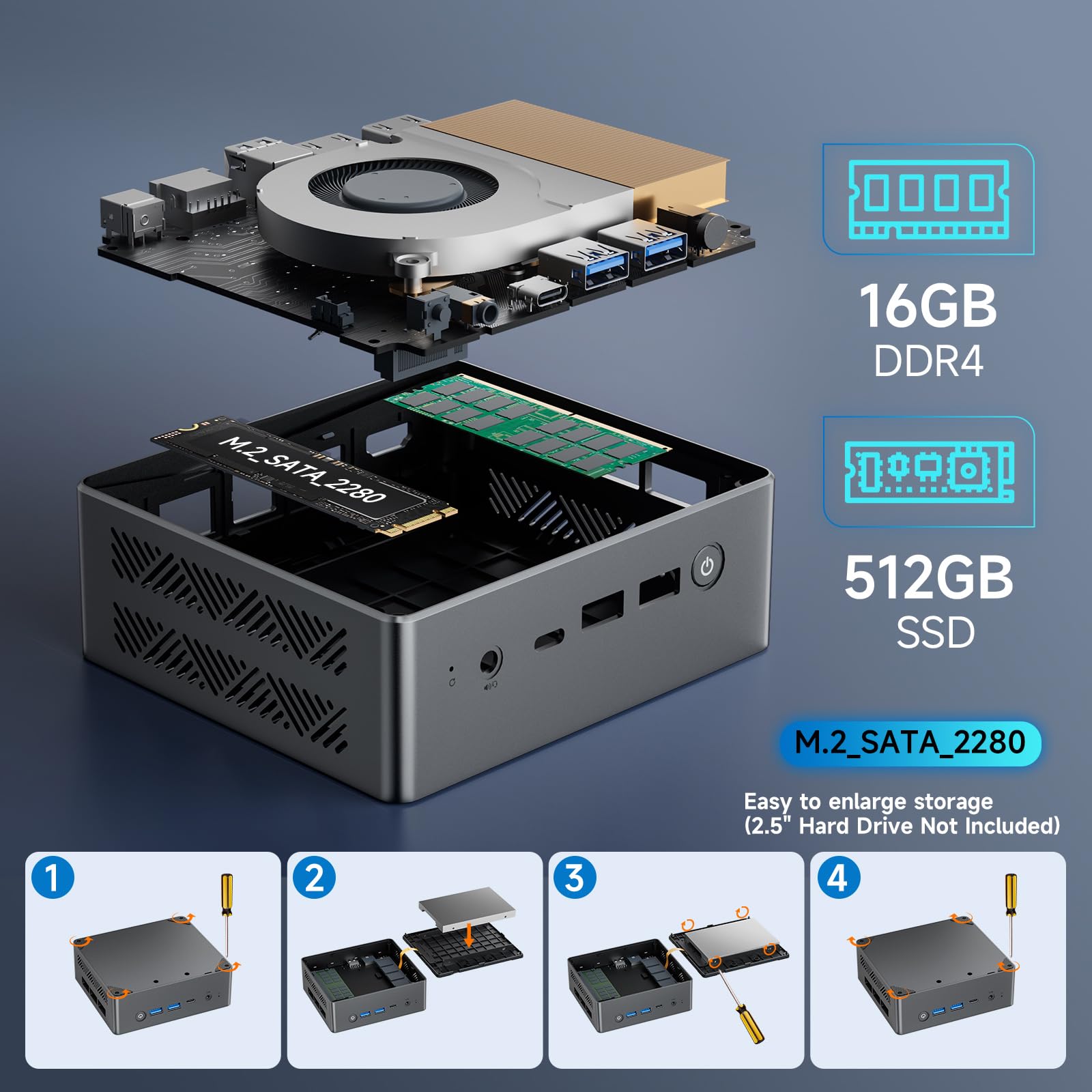 Amazon.com: Bmax Mini PC B4 Plus, Intel N100(hasta 3.4GHz), 16G