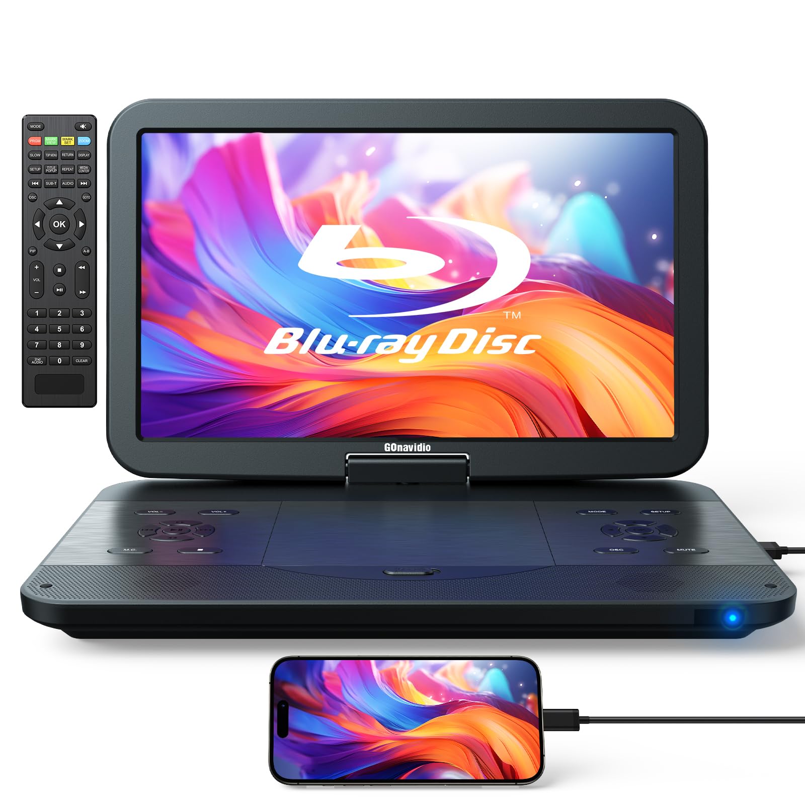 Amazon | GOnavidio 15.4インチ ポータブルブルーレイプレーヤー HDMI