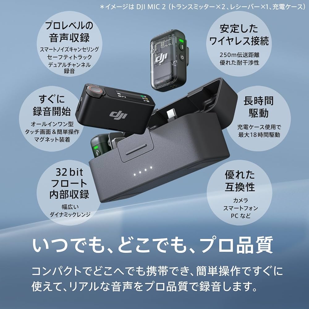 Amazon | DJI Mic 2（トランスミッター×2 + レシーバー×1 + 充電ケース