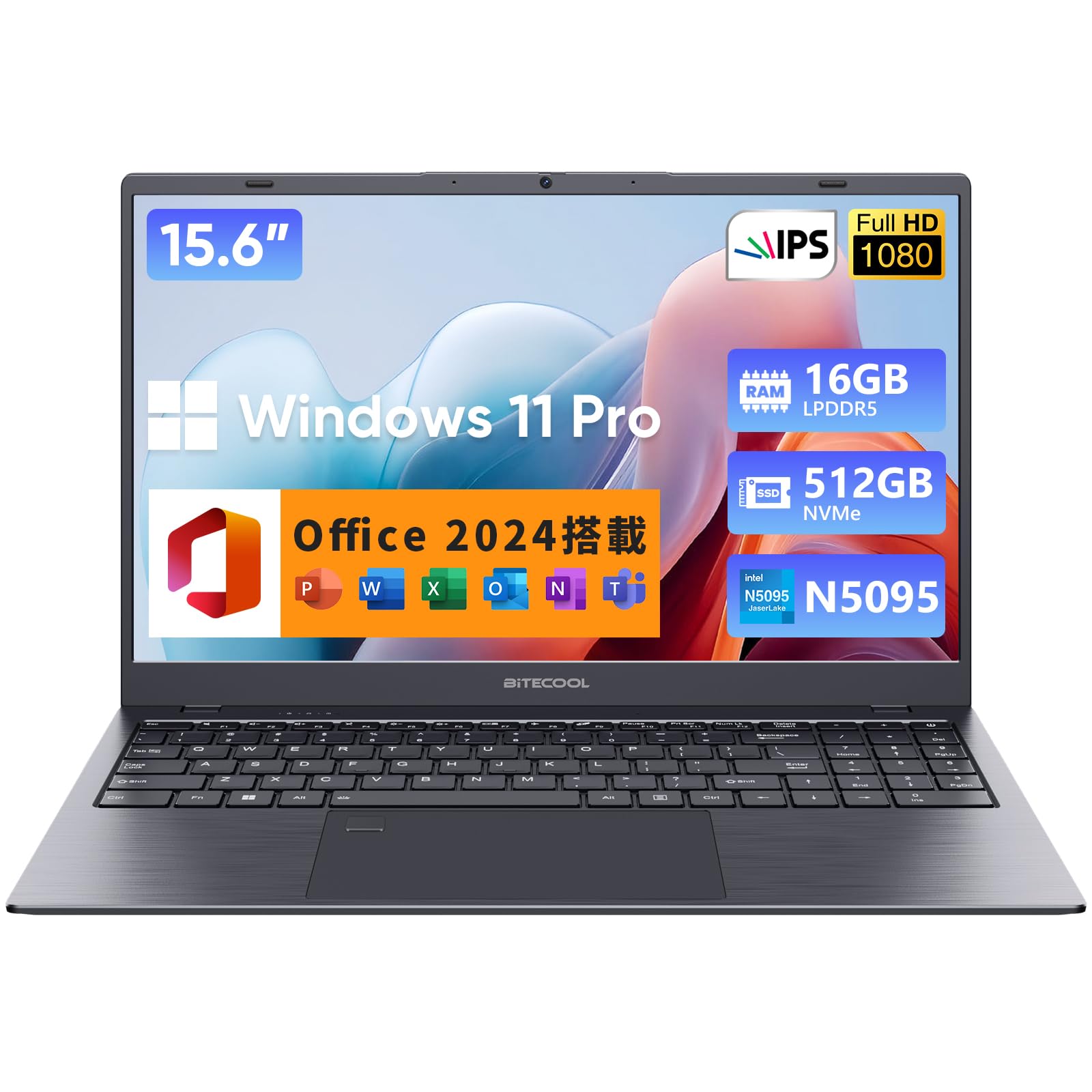 Amazon.co.jp: ノートパソコン 【Office2024搭載 】15.6インチ N5095