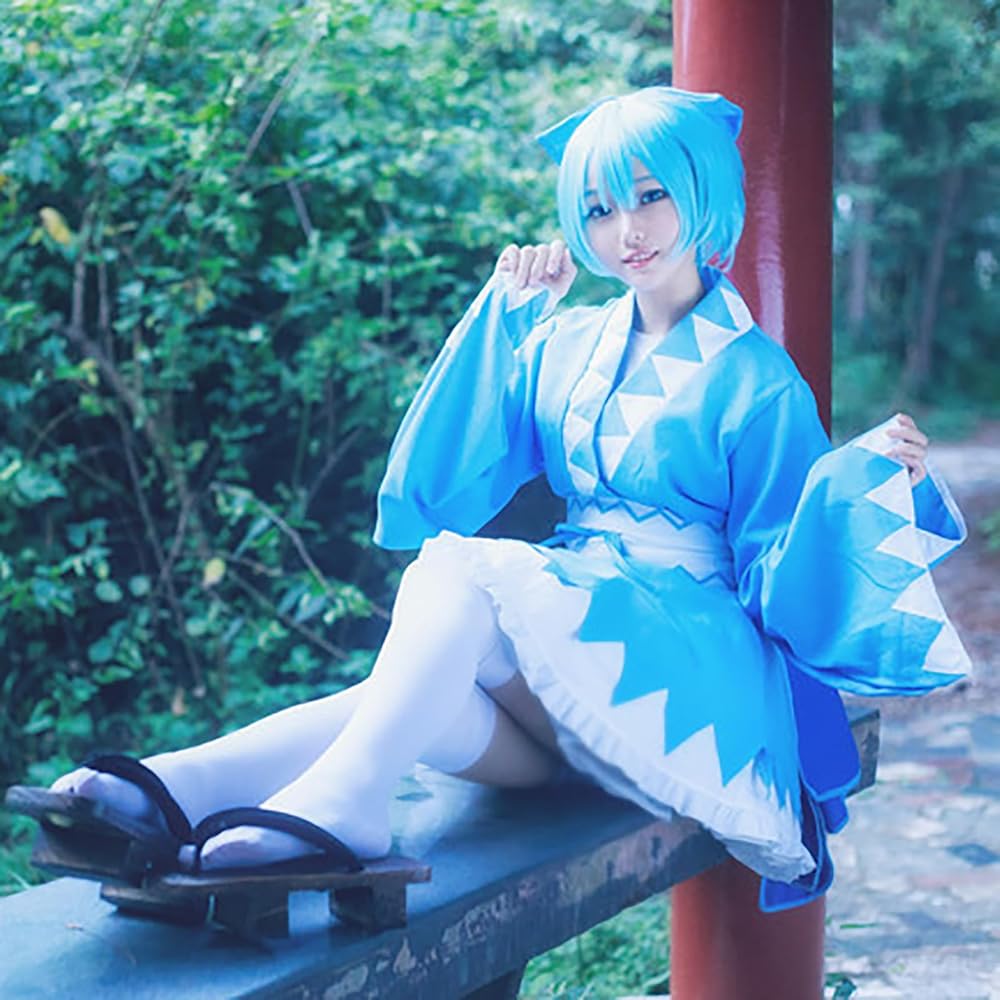 Amazon.co.jp: [milky time] ウィッグ付き 東方 チルノ コスプレ 衣装