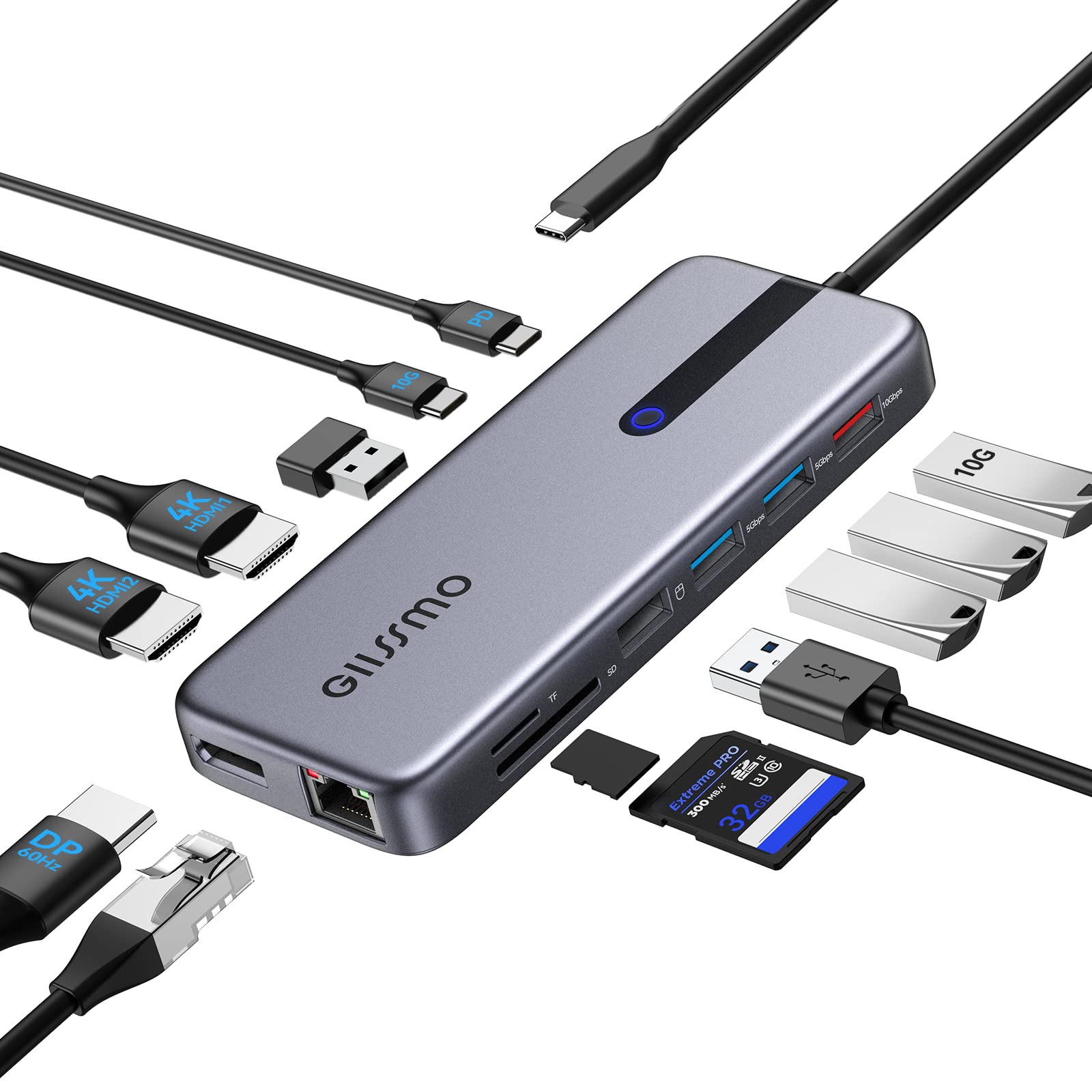 Amazon.co.jp: GIISSMO 13-IN-1 USB C ハブ ドッキングステーション