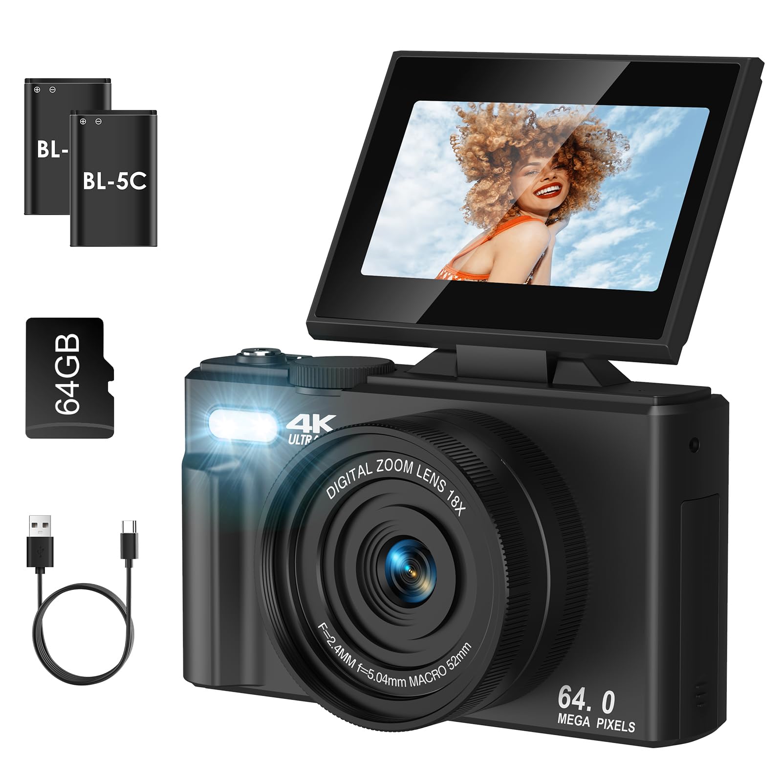 Amazon.com : LAMA 4K UHD 75MP Digital Camera for Photography - 18X
