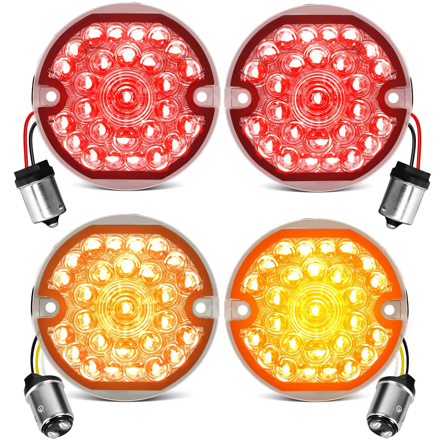 Amazon | 3-1/4インチ LED ウィンカーキット フラットスモークレンズ