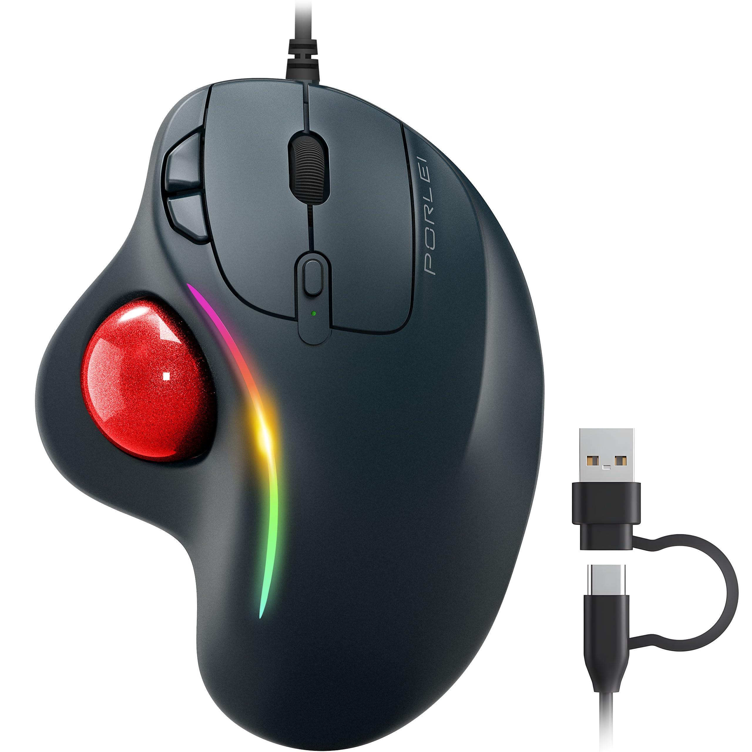 Amazon.com: PORLEI Wired Trackball Mouse with RGB Lighting