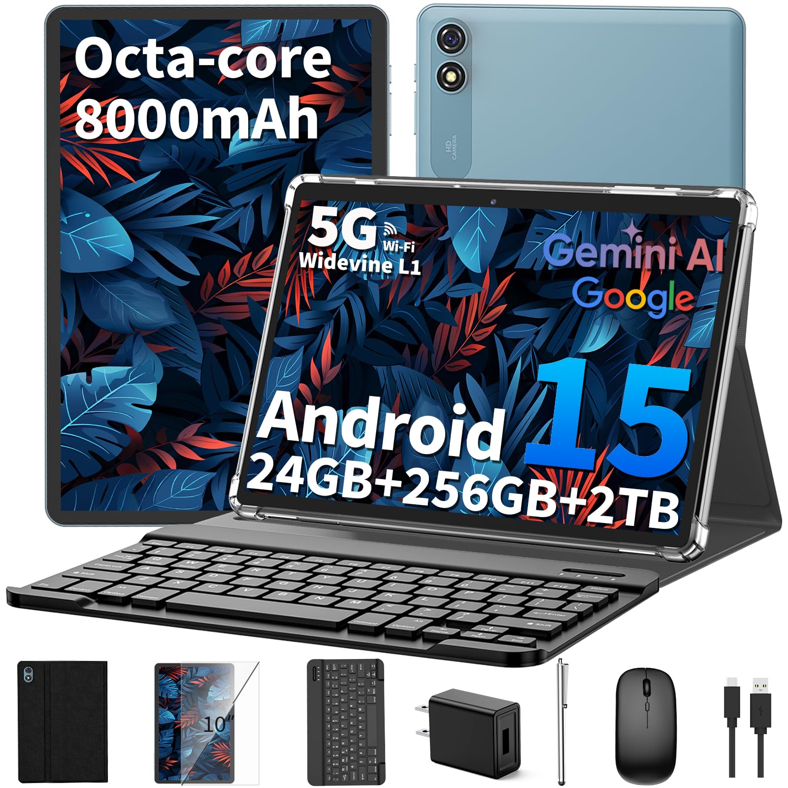 Amazon.com : Android 15 Tablet 10 inch, 2025 Tablet with Keyboard