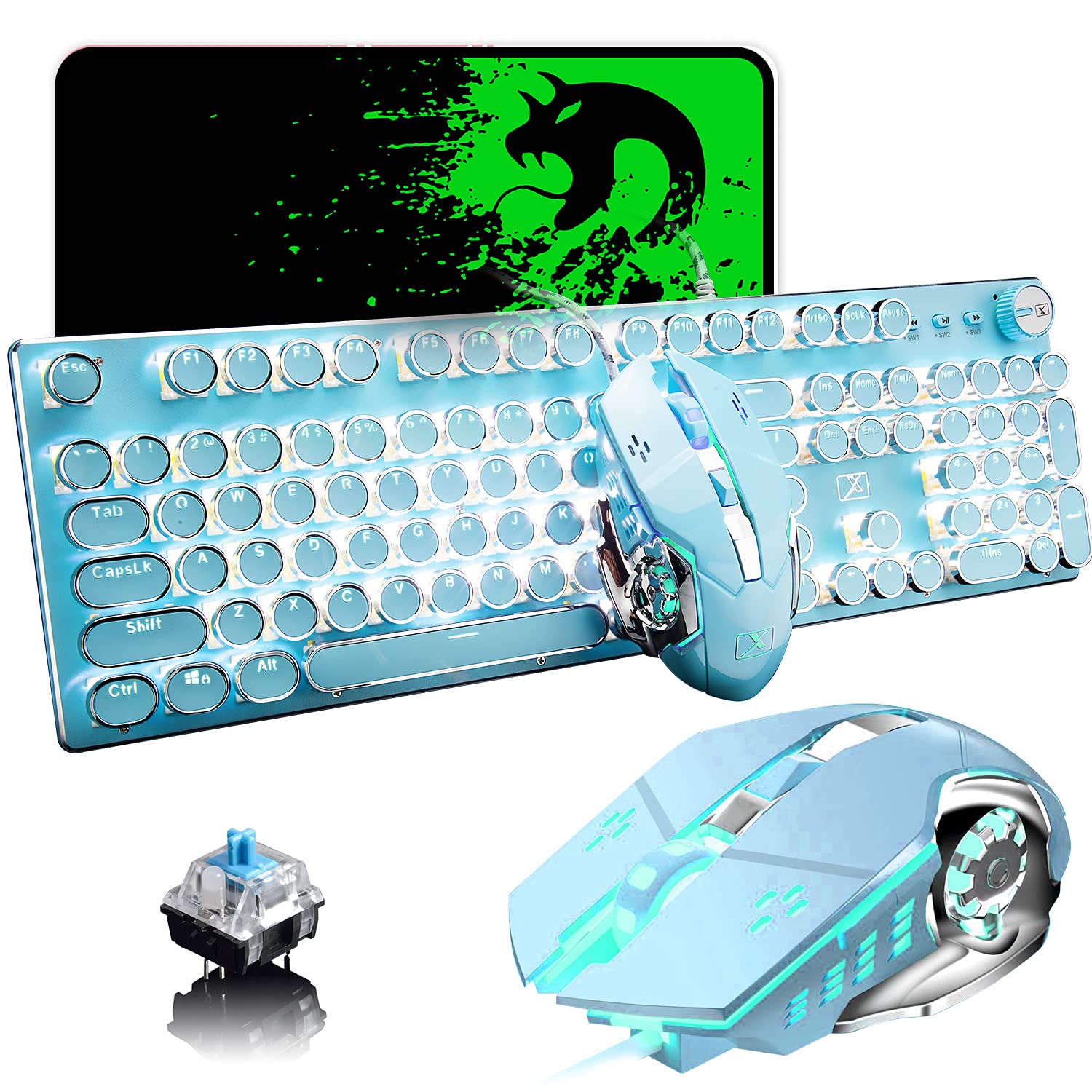 Amazon | ゲーミングキーボードとマウス、レトロスチームパンク