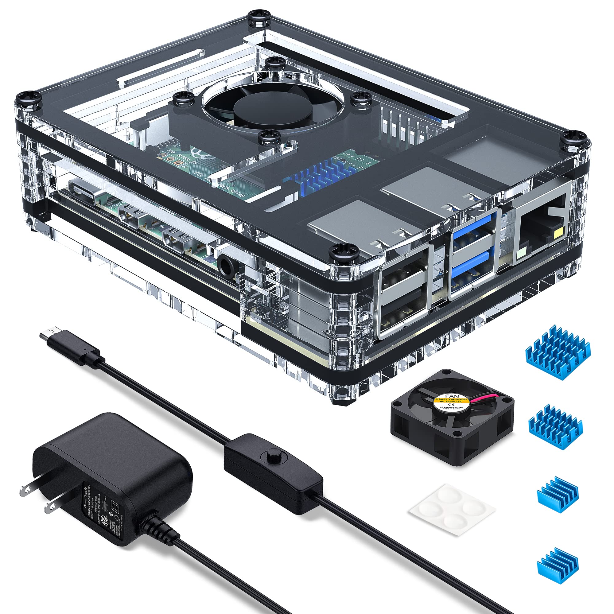 Amazon.com: Miuzei Raspberry Pi 4 Case with Fan Cooling Pi 4B Case