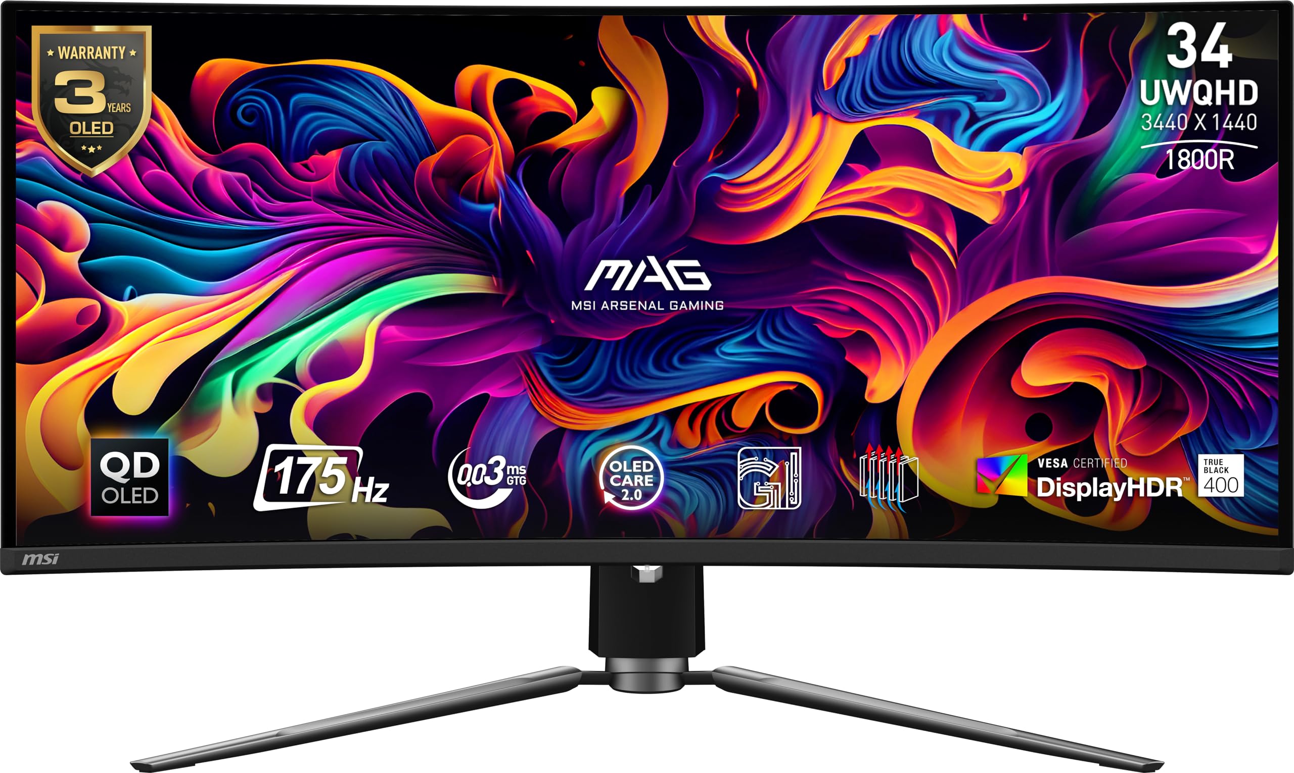 Amazon.com: msi MAG 341CQP QD-OLED, 34 Curved OLED Gaming Monitor
