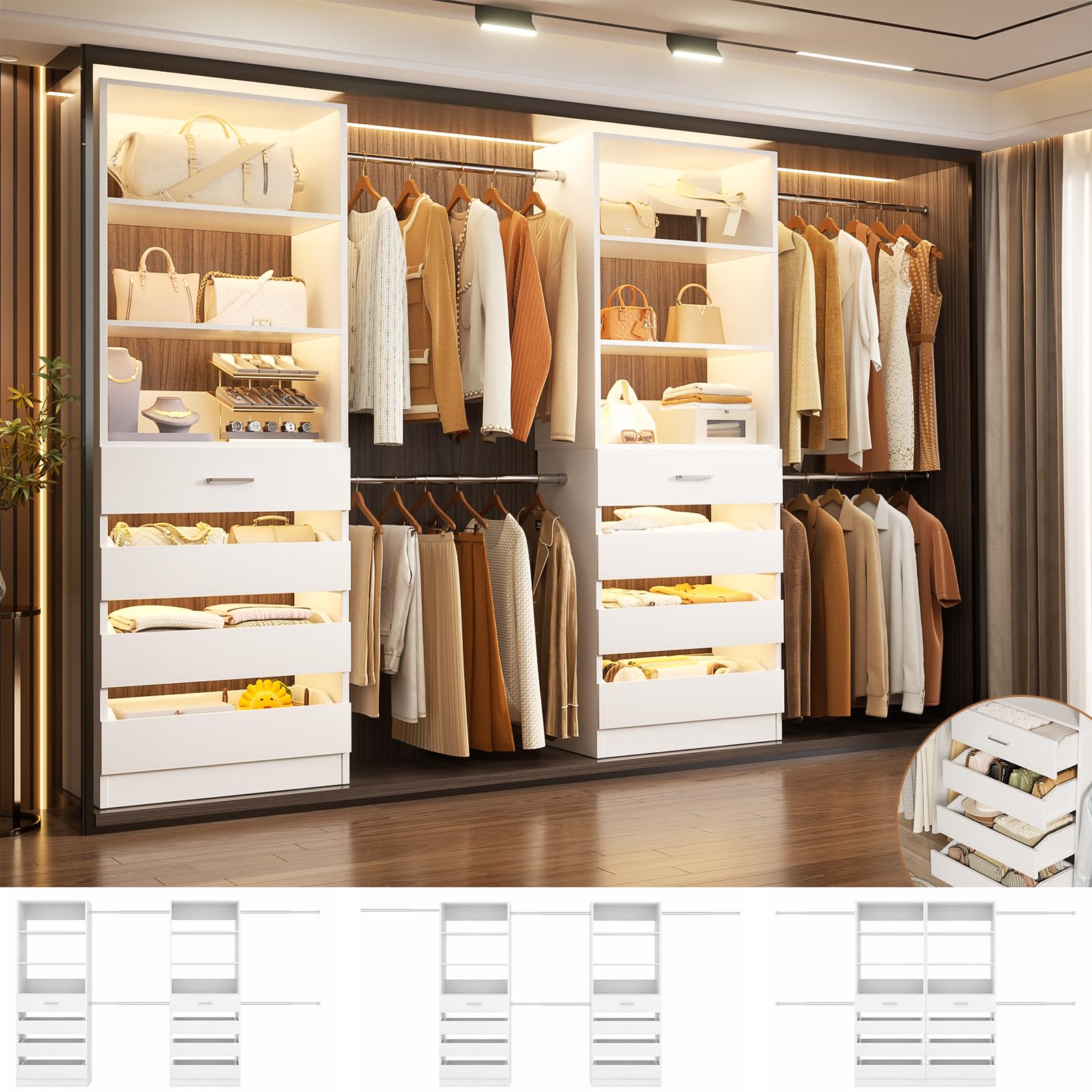 Amazon.com: Aheaplus Closet System, 6-15Ft Closet Organizer with 8