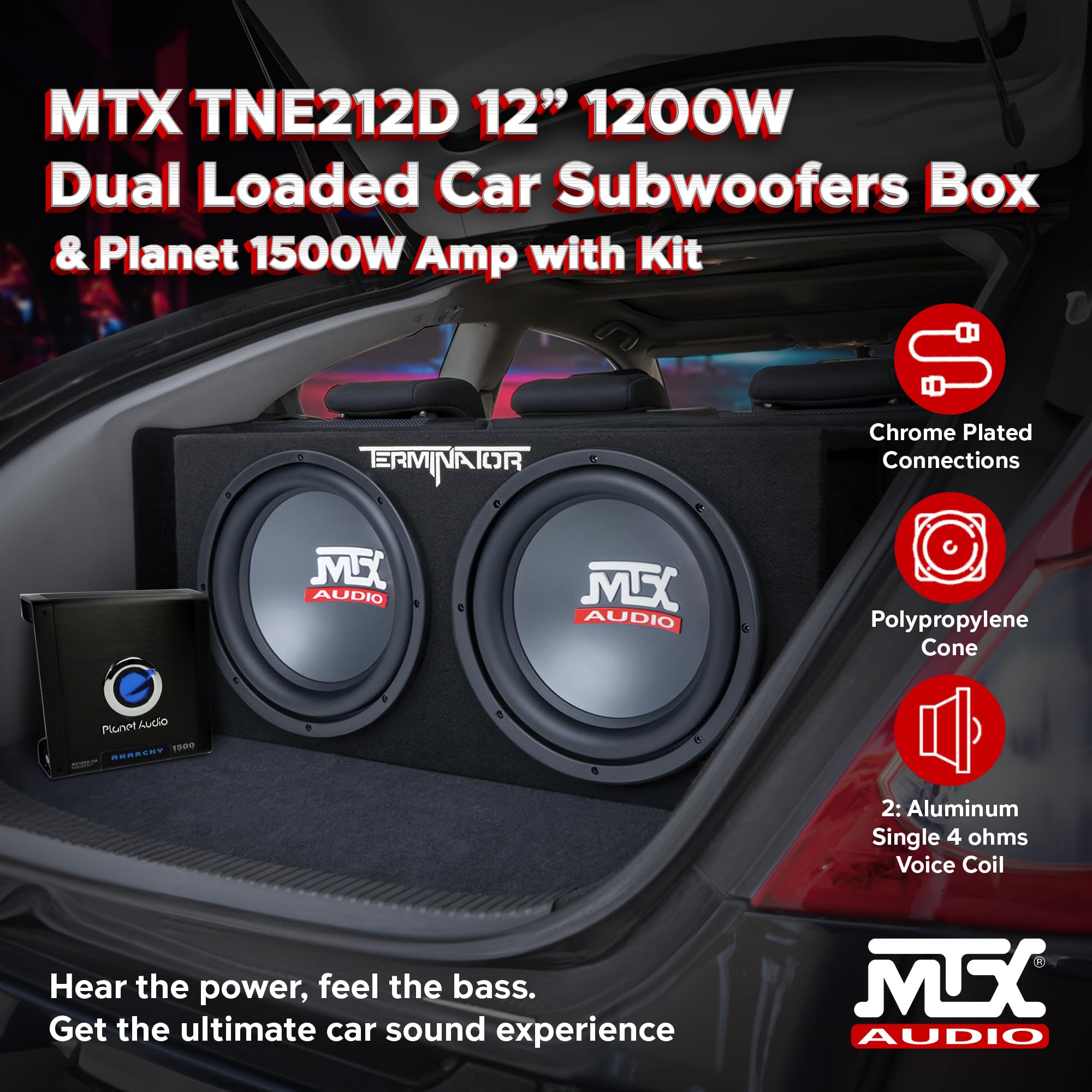Amazon.co.jp: MTX 12インチ デュアルサブウーファー アンプ&配線