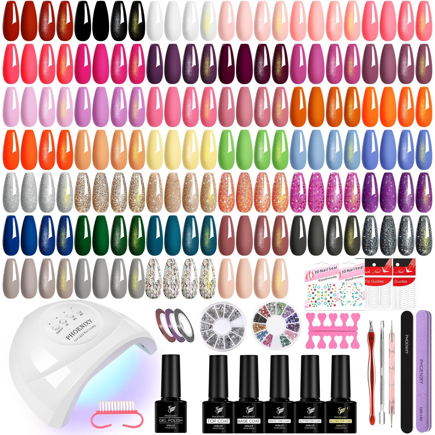 Amazon.com : phoenixy 61 PCS Gel Nail Polish Kit with U V Light