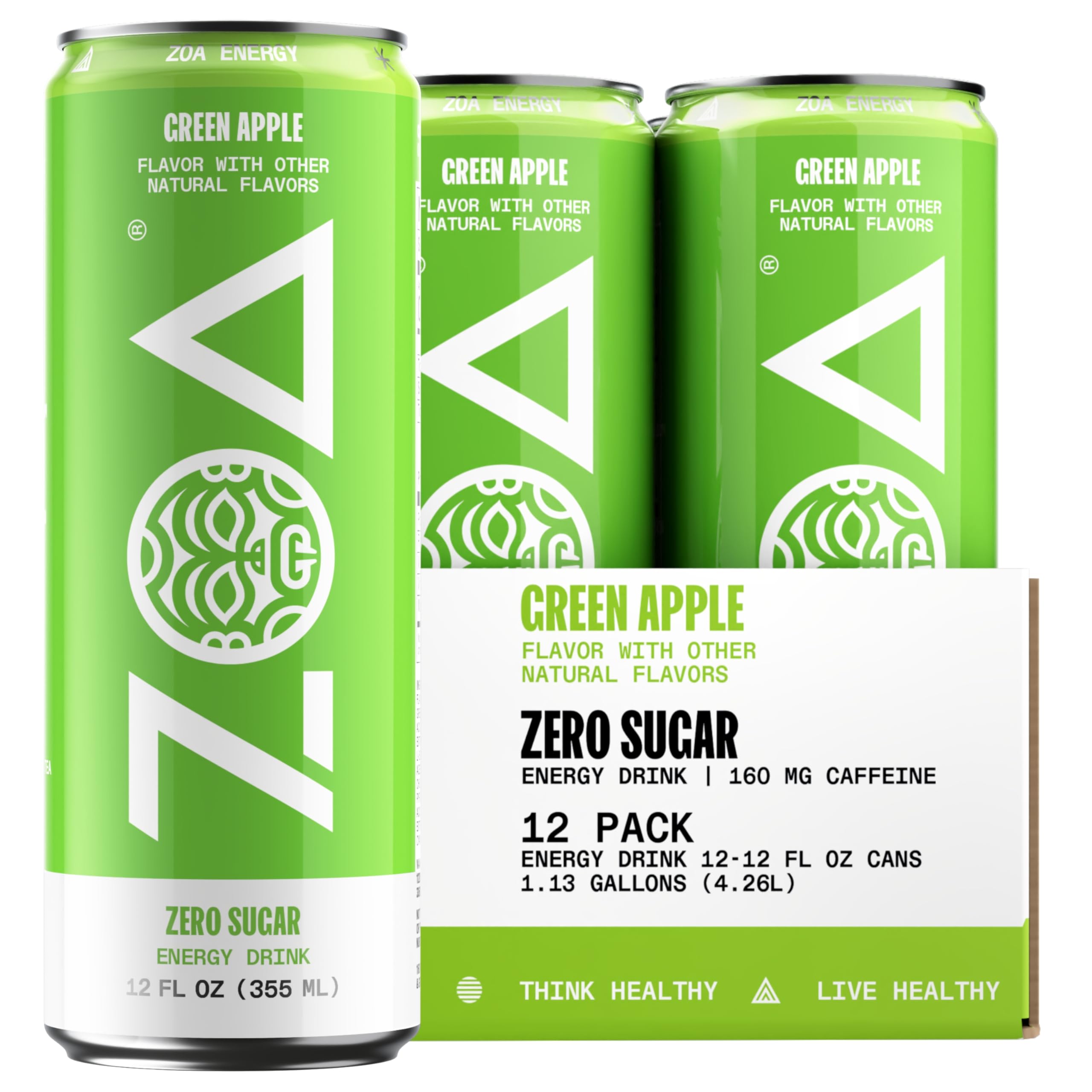 Amazon.com : ZOA GREEN APPLE Sugar Free, Low Calorie Energy Drinks