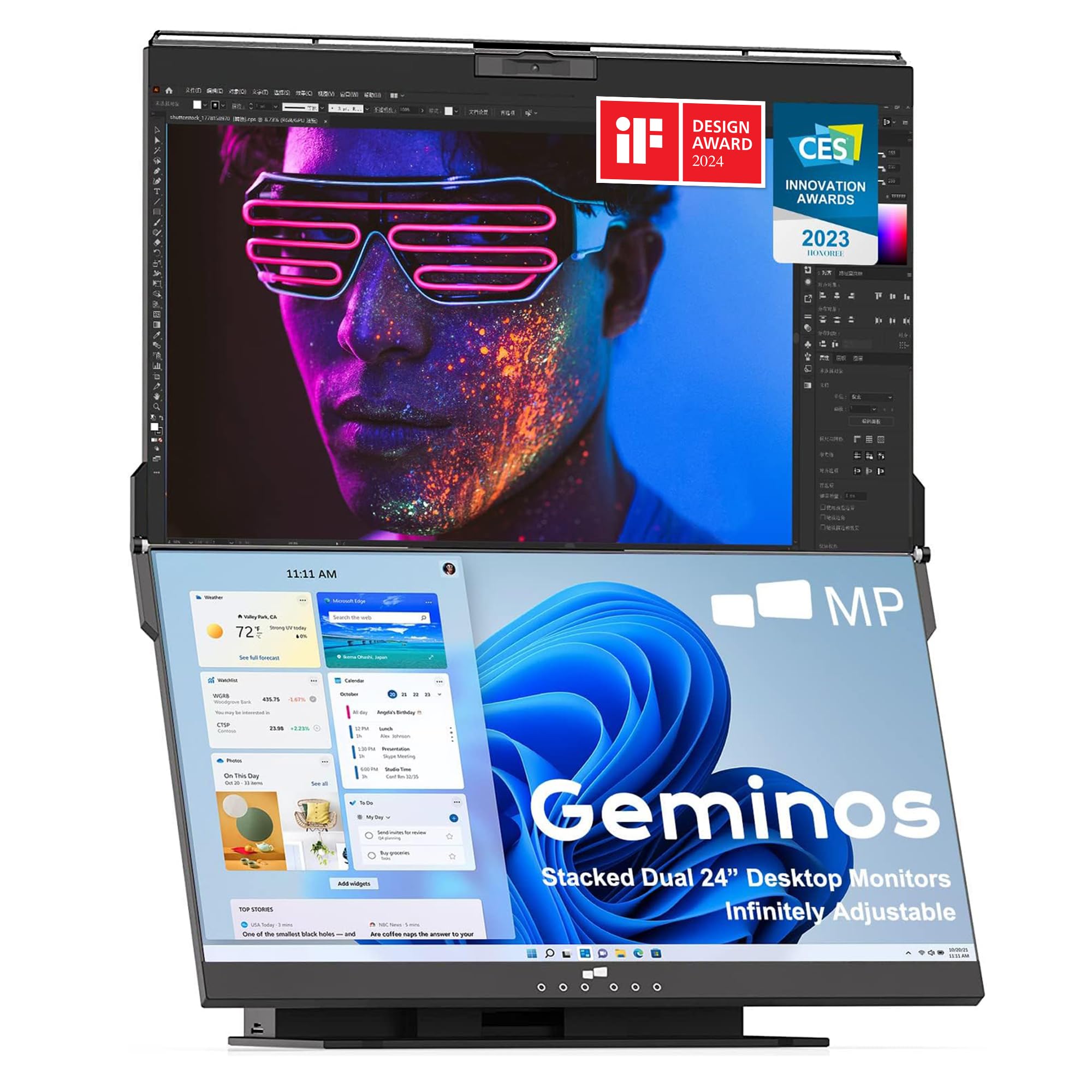 Amazon.co.jp: Geminos デュアル モバイルモニター 24インチ FHD1080P